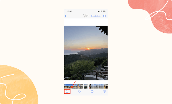 Fotos-App öffnen und auf “Teilen”-Symbol klicken