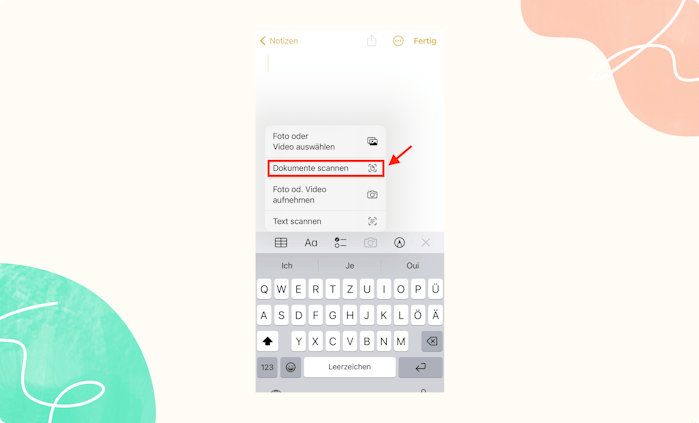 Auf “Dokumente scannen” klicken