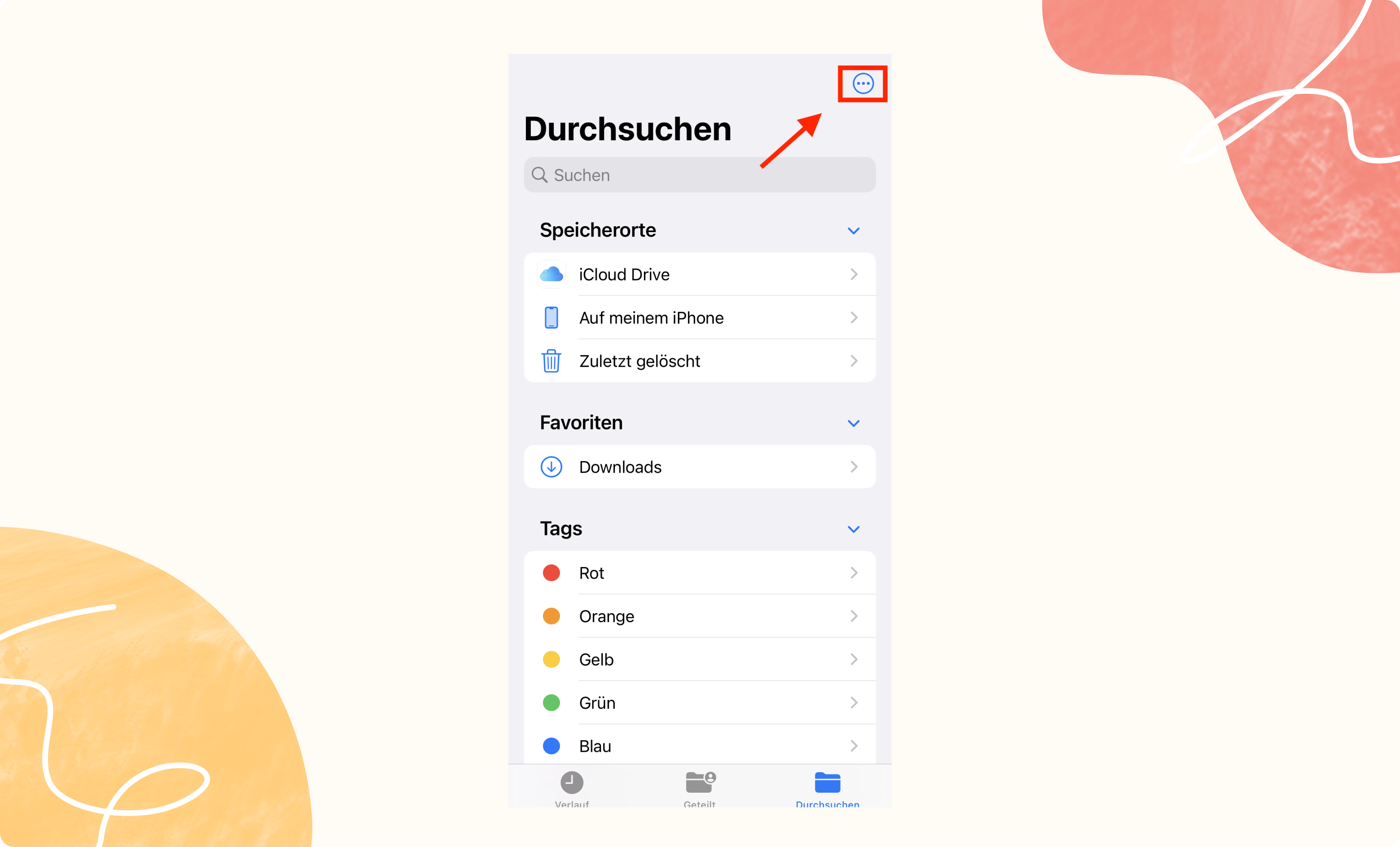 Dateien-App öffnen und auf das 3-Punkte-Symbol klicken