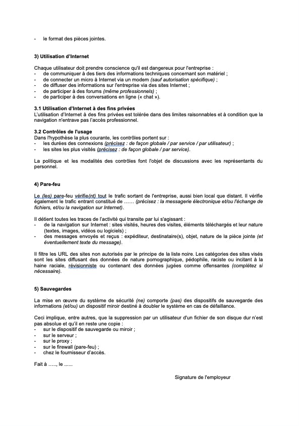 Modèle de charte informatique d'entreprise