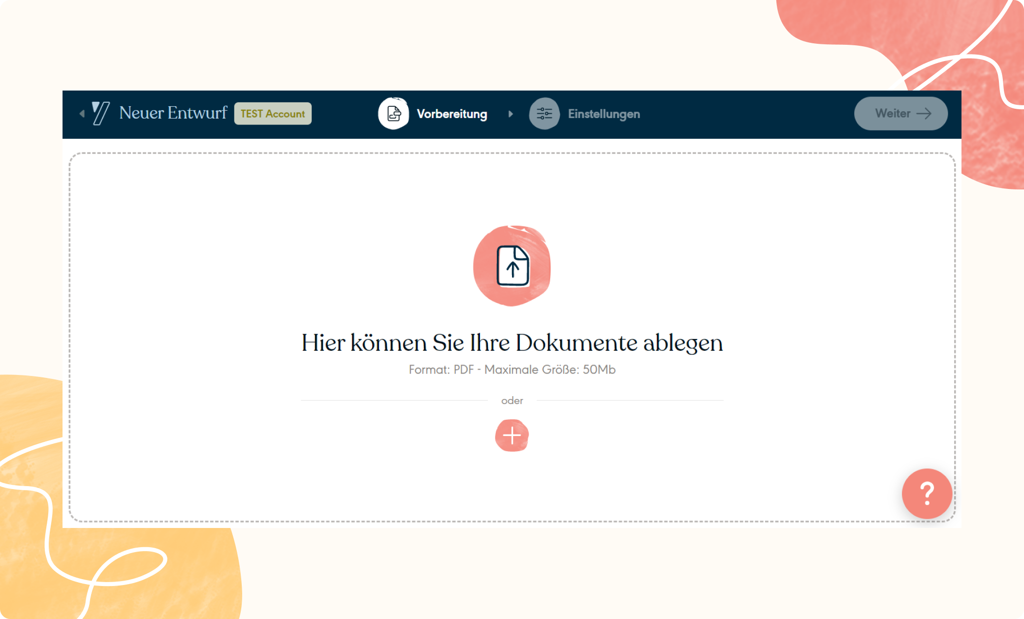 Excel Datei zum Unterschreiben hochladen