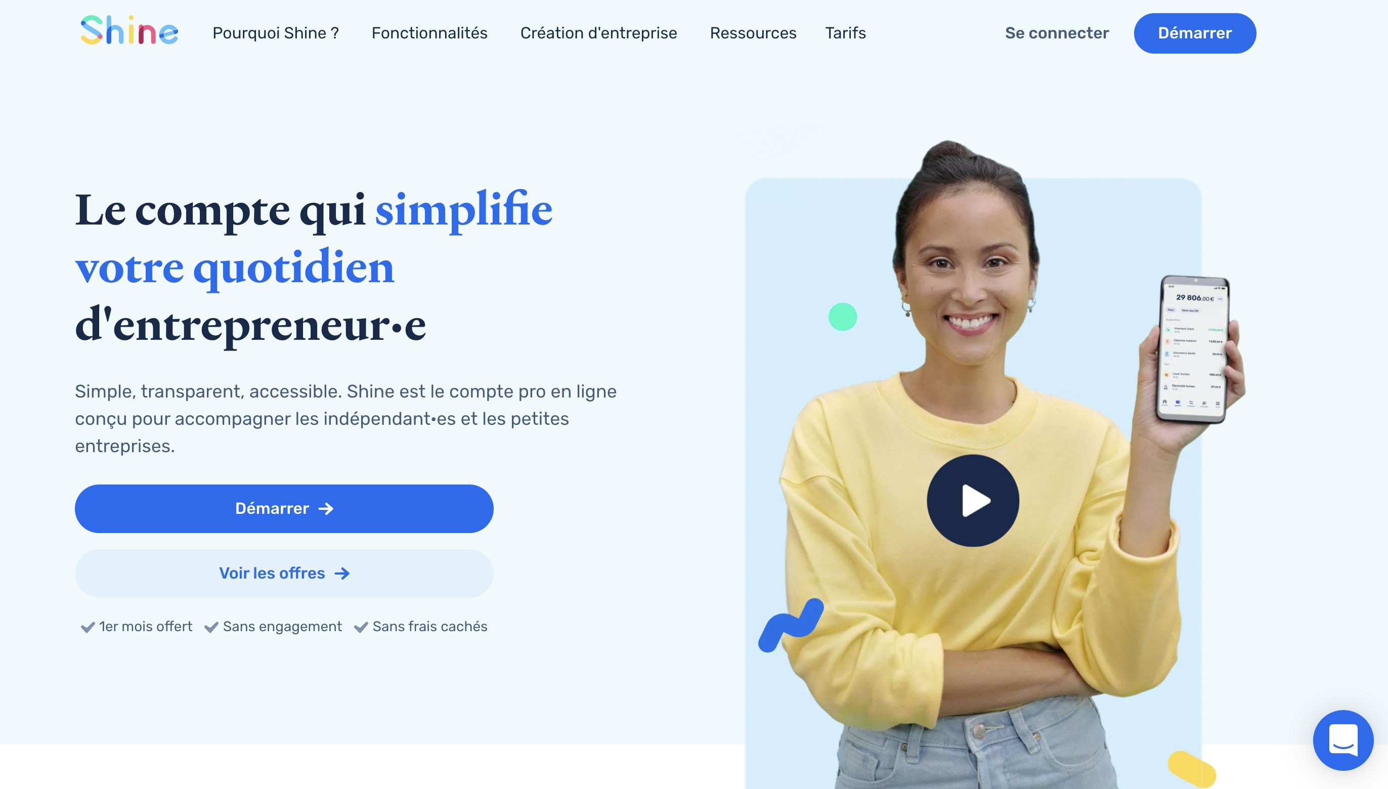 Shine freelances homepage