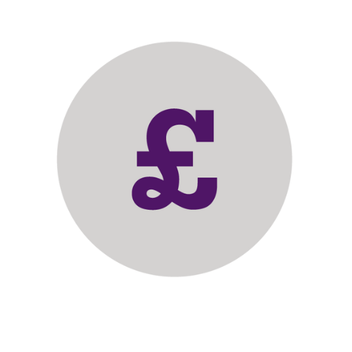 Icon of a grey circle with a purple pound sign in the middle