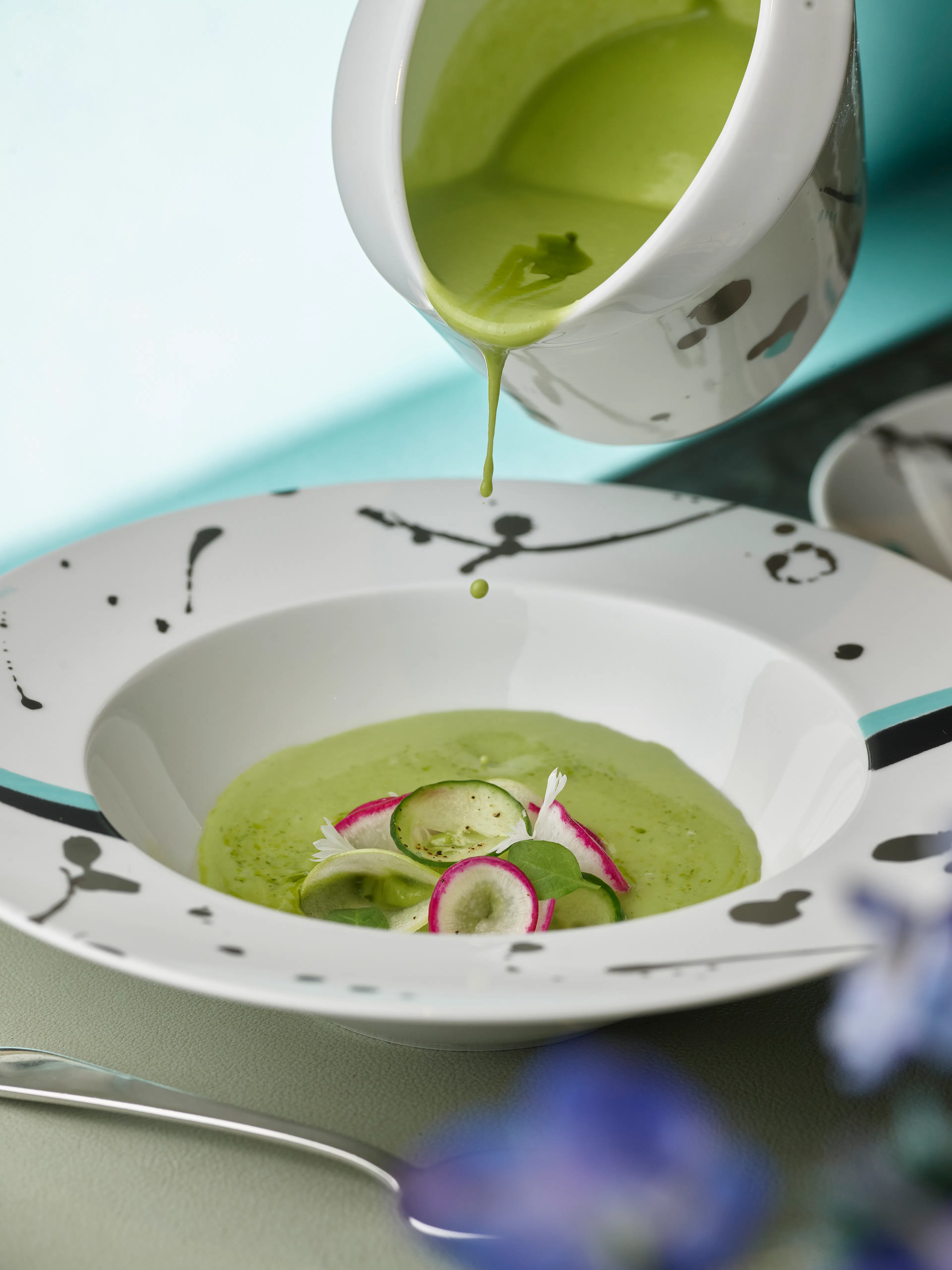 chilled seasonal soup served at Blue Box Cafe