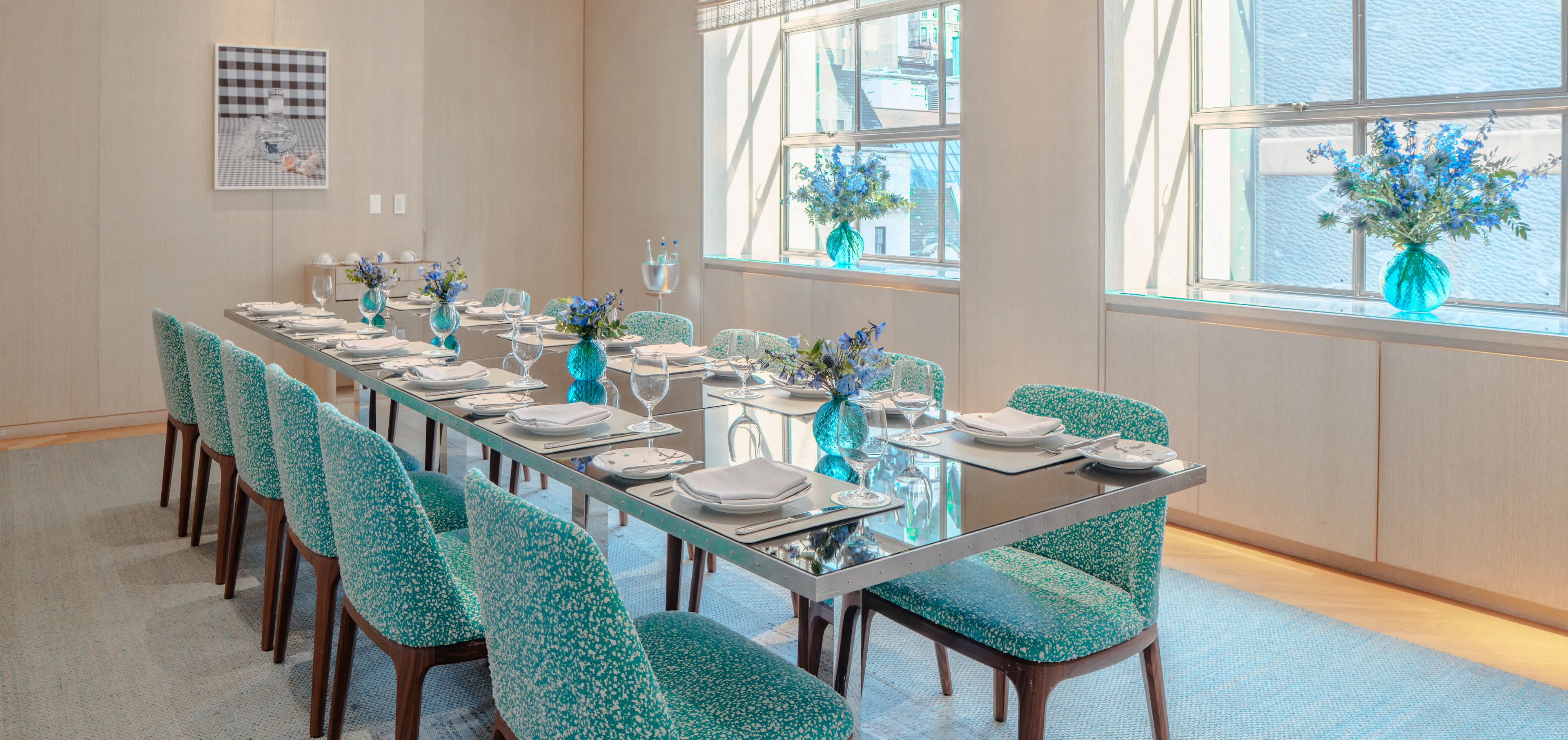 Private dining table setting at the Blue Box Café