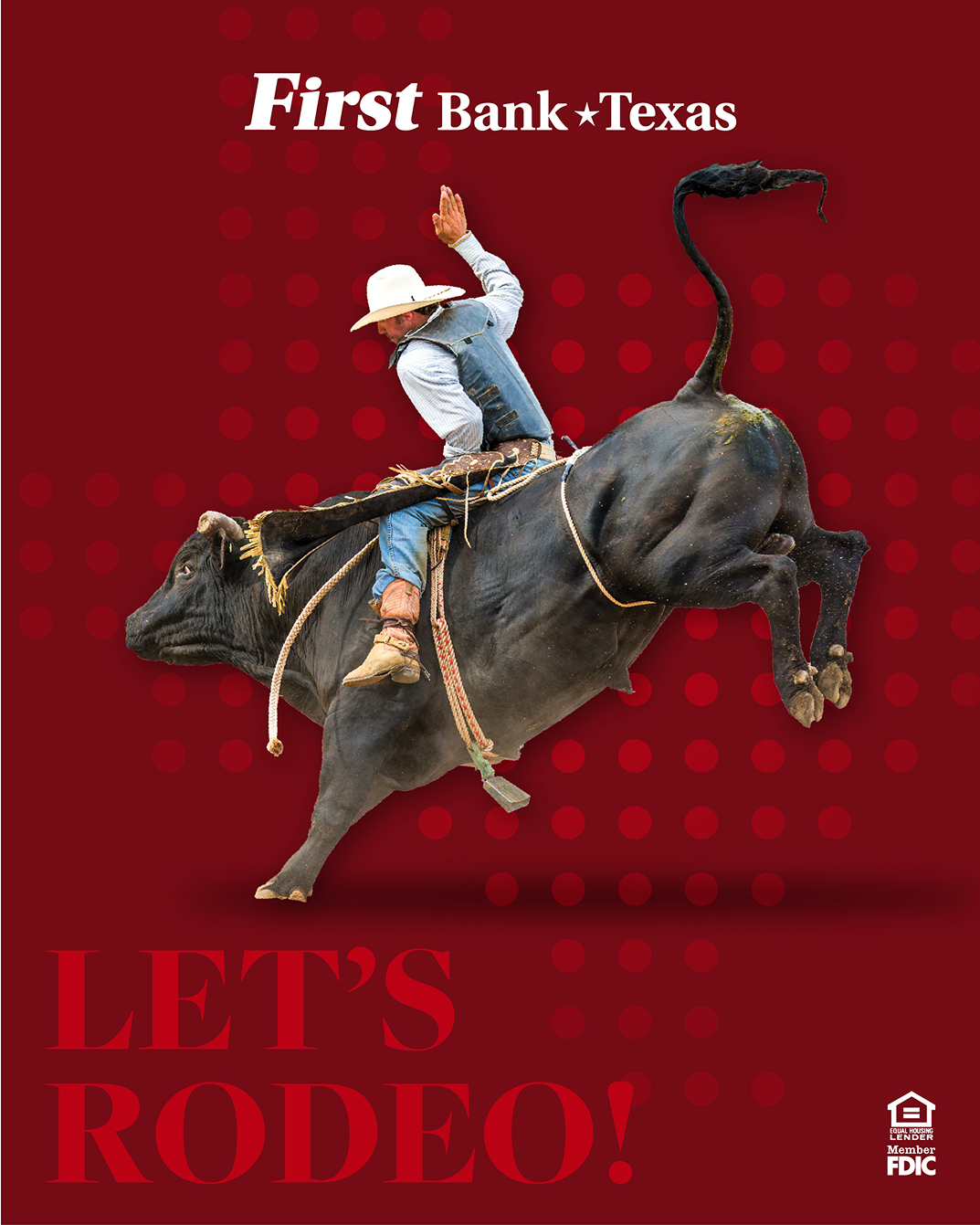Advertising campaign artwork for First Bank Texas created by marketing agency Bluebird Creative Co in Fort Worth, TX.
