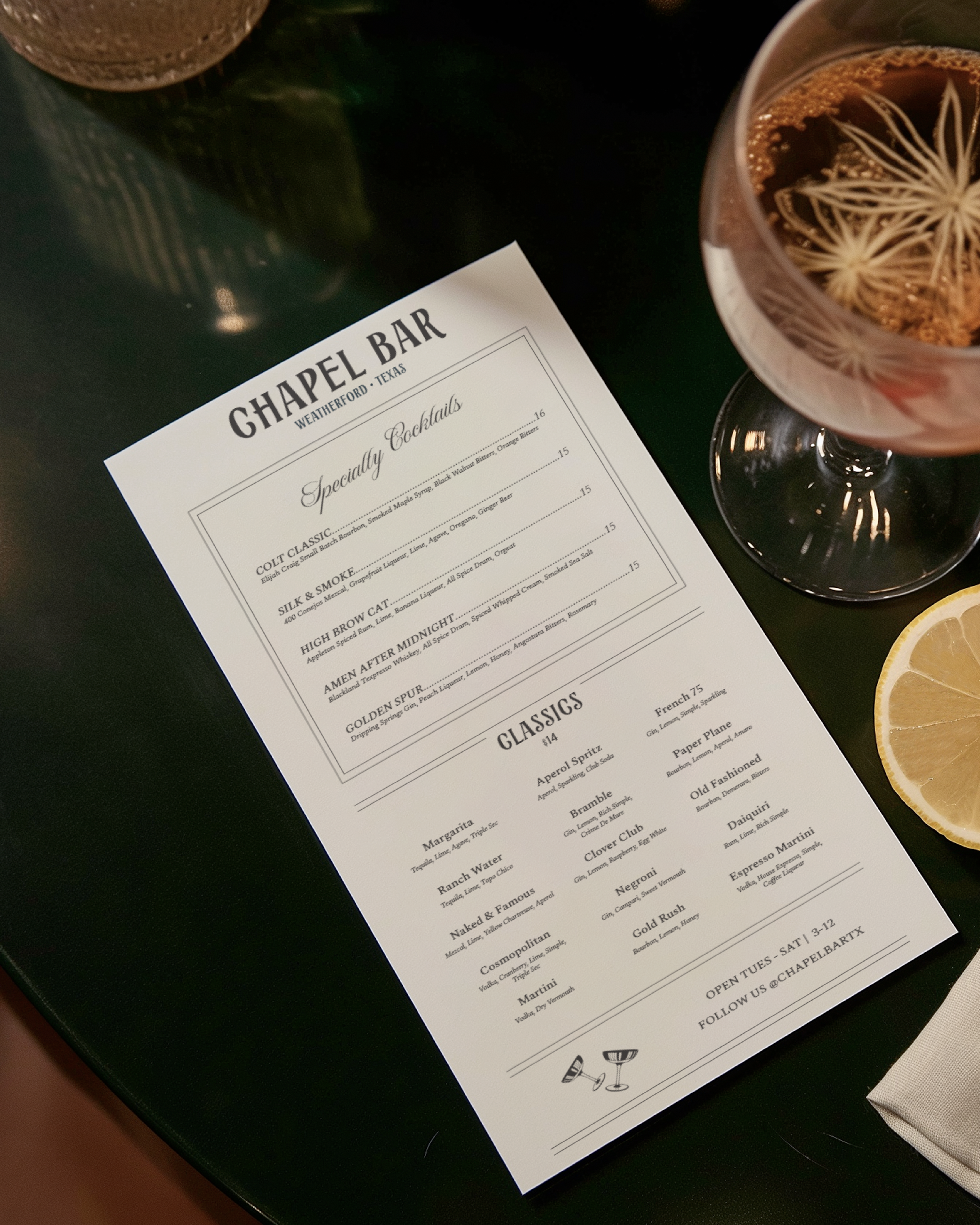 Hospitality Menu Design 