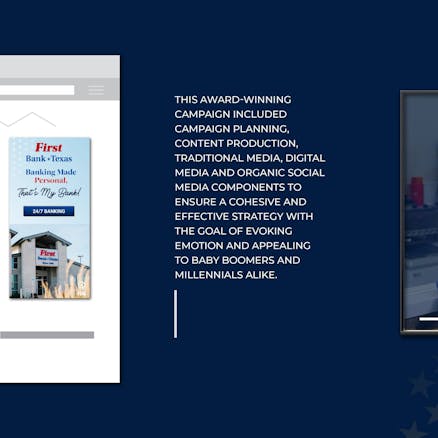 Integrated marketing campaign for First Bank Texas designed to strengthen community connection