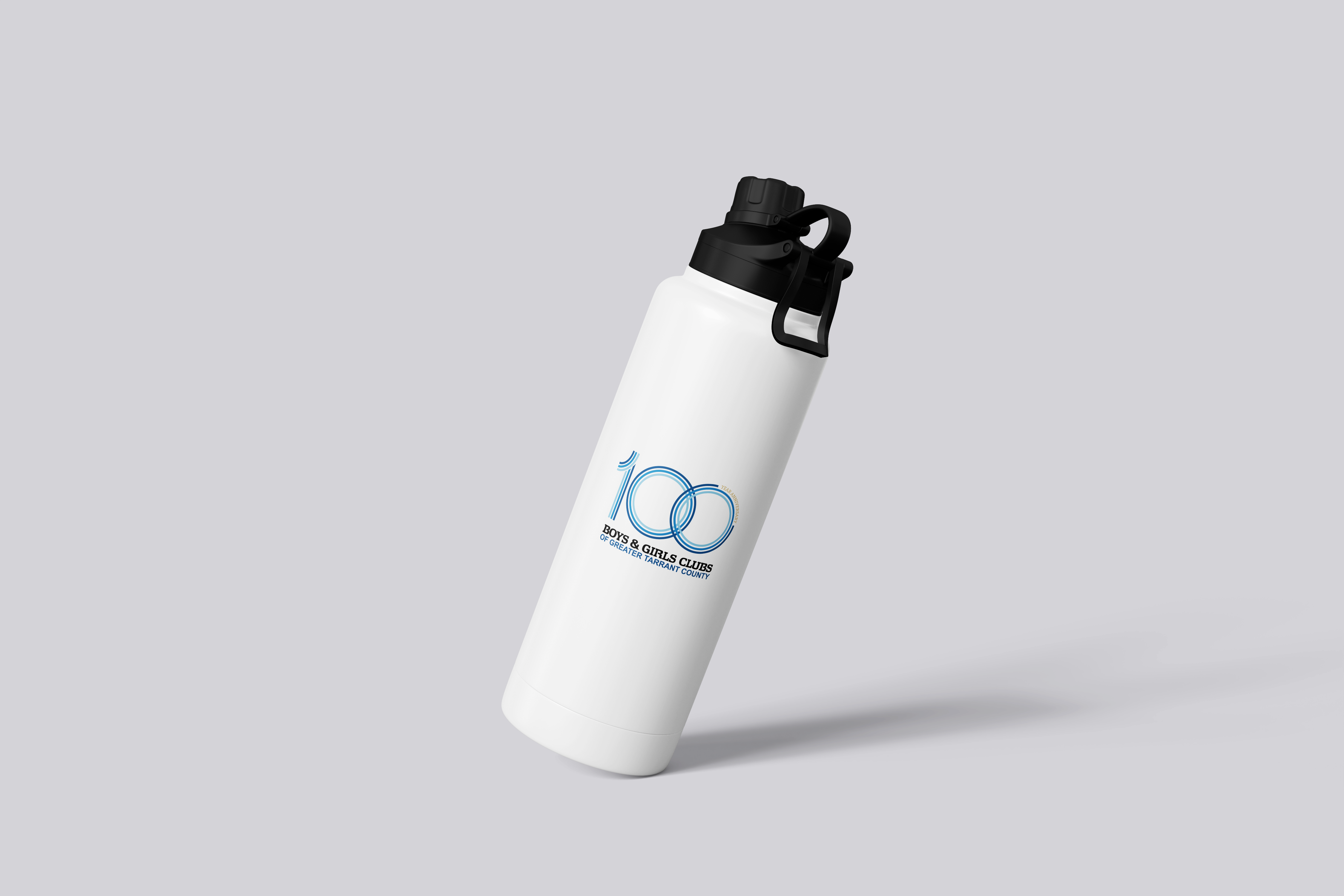 Branded promotional materials including buttons and print collateral for campaign launch