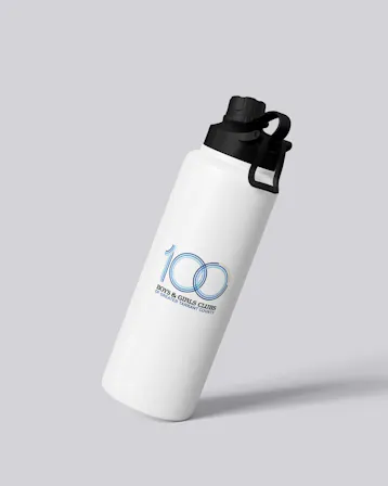 Branded promotional materials including buttons and print collateral for campaign launch