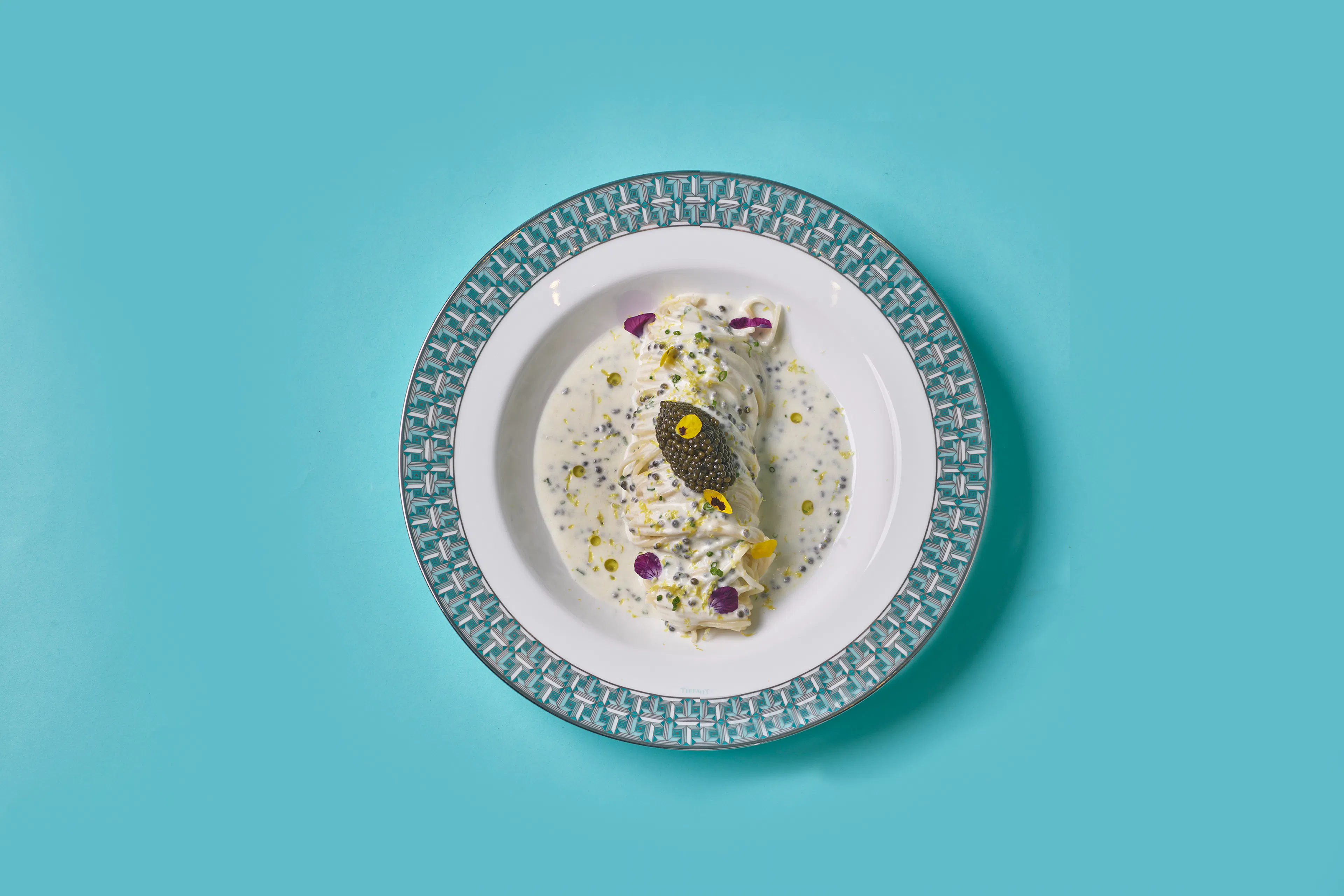 Spaghettini Au Caviar Signature dish at Blue Box Café at Tiffany & Co. South Coast Plaza