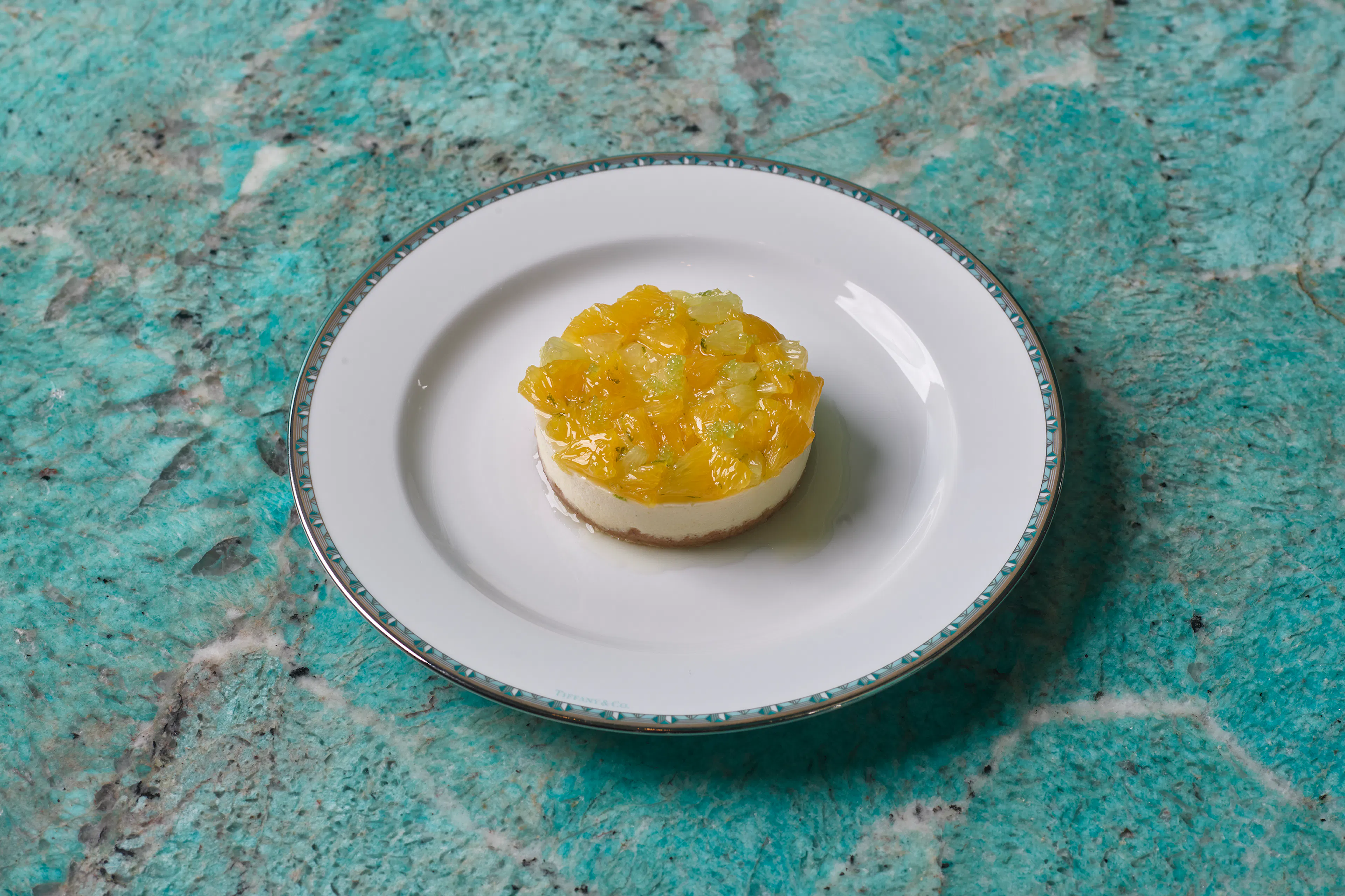 Gâteau Fromage Au Citron Signature dessert at Blue Box Café at Tiffany & Co. South Coast Plaza