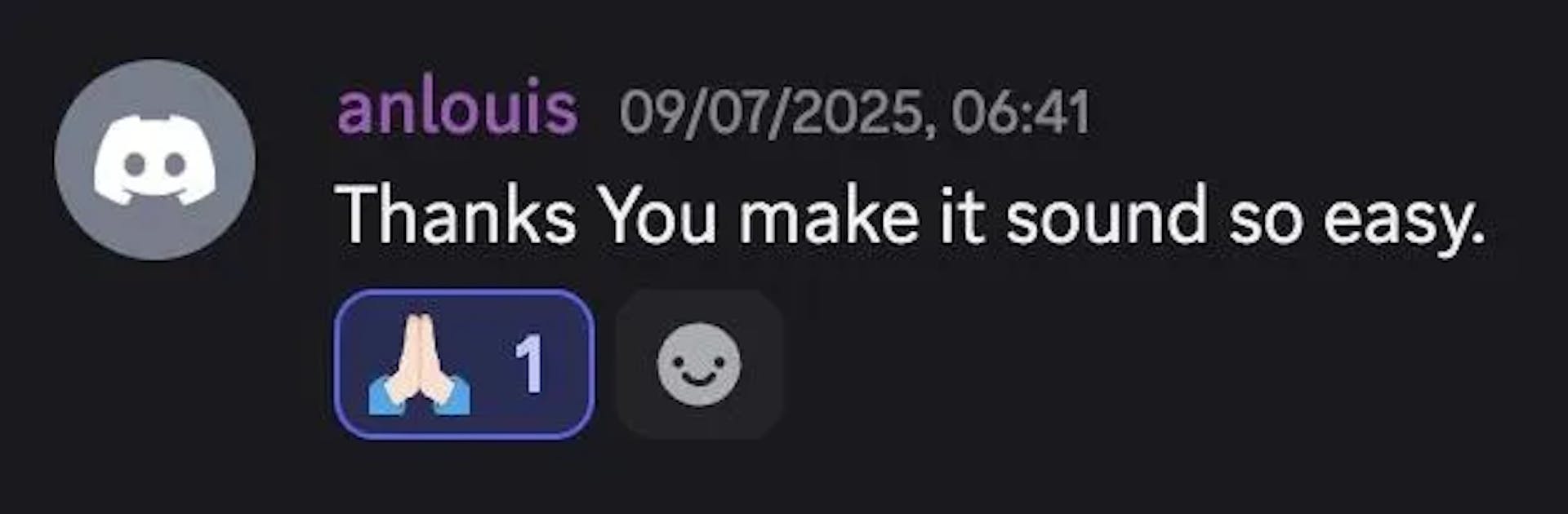A student thanking Robin for making it sound easy.