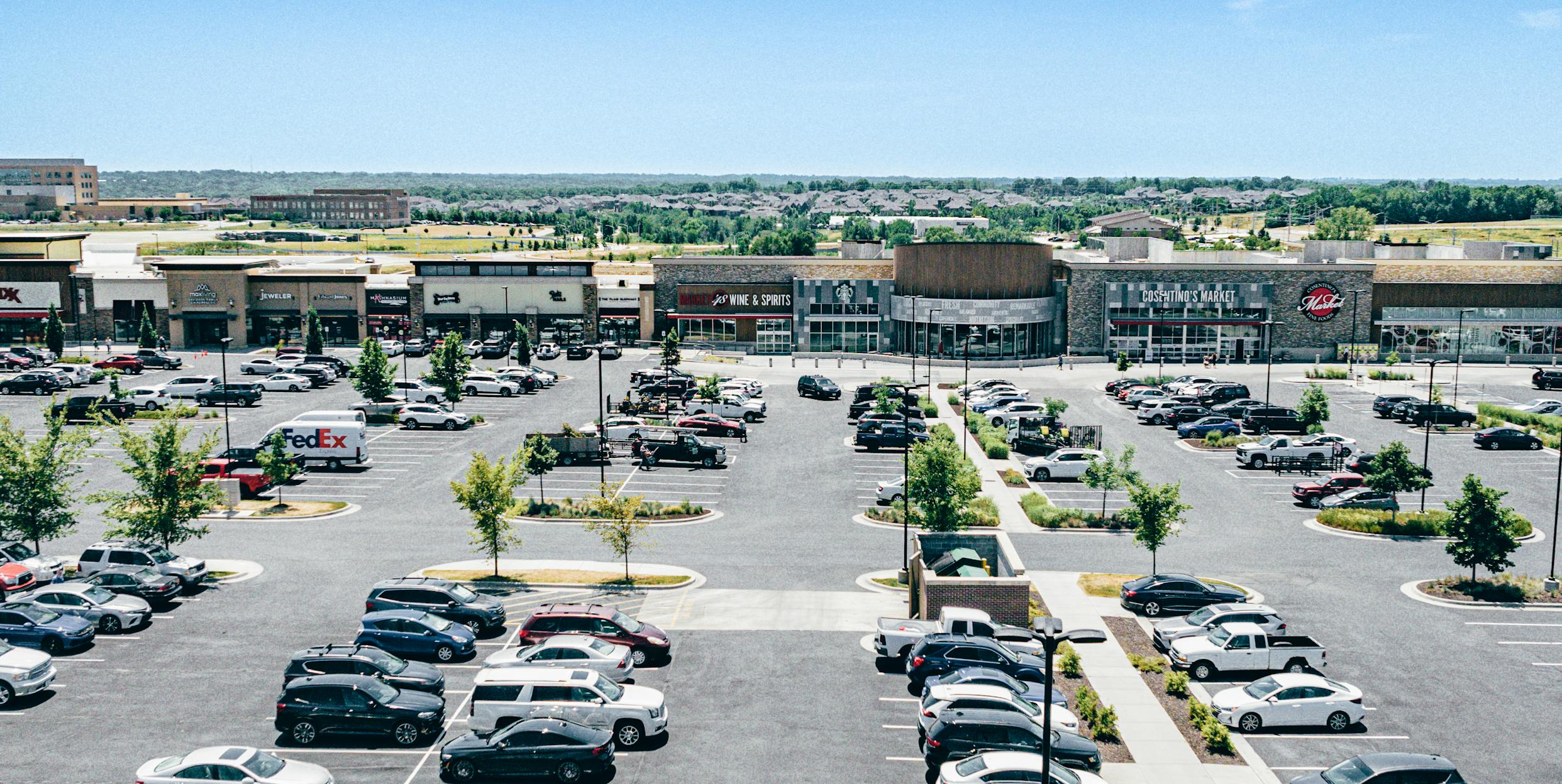 Drone view of Bluhawk marketplace