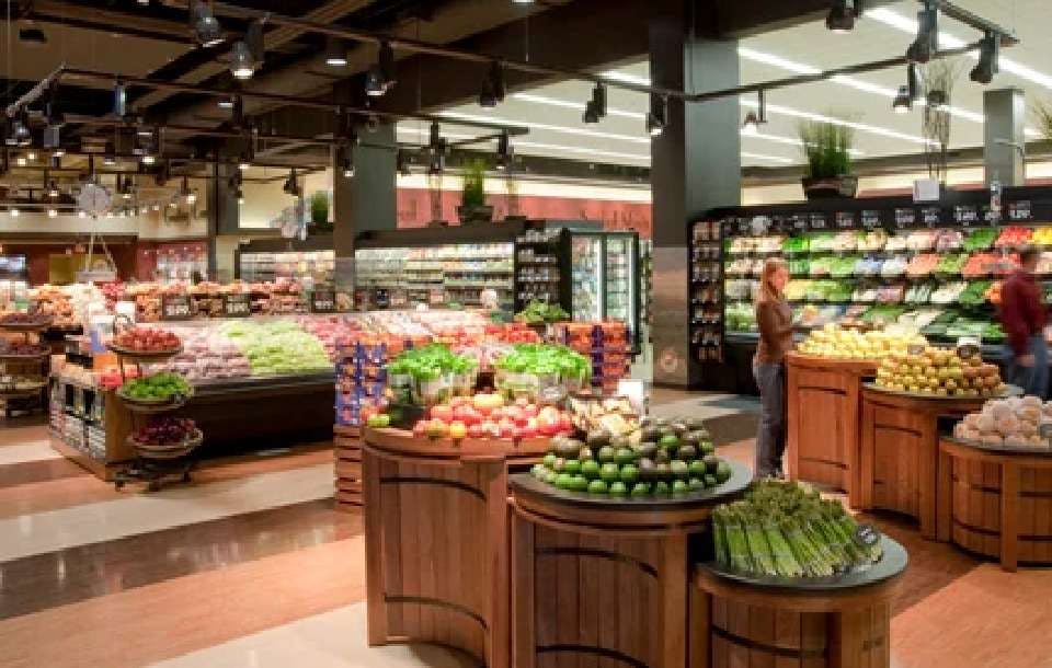 Interior of the produce section at Cosentino's Market
