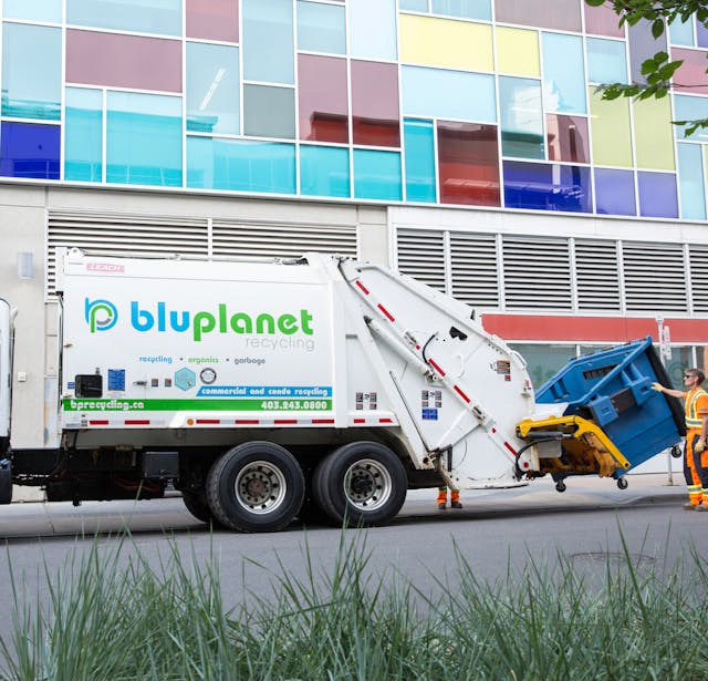 BluPlanet Mixed Recycling Collection Truck Downtown Calgary 