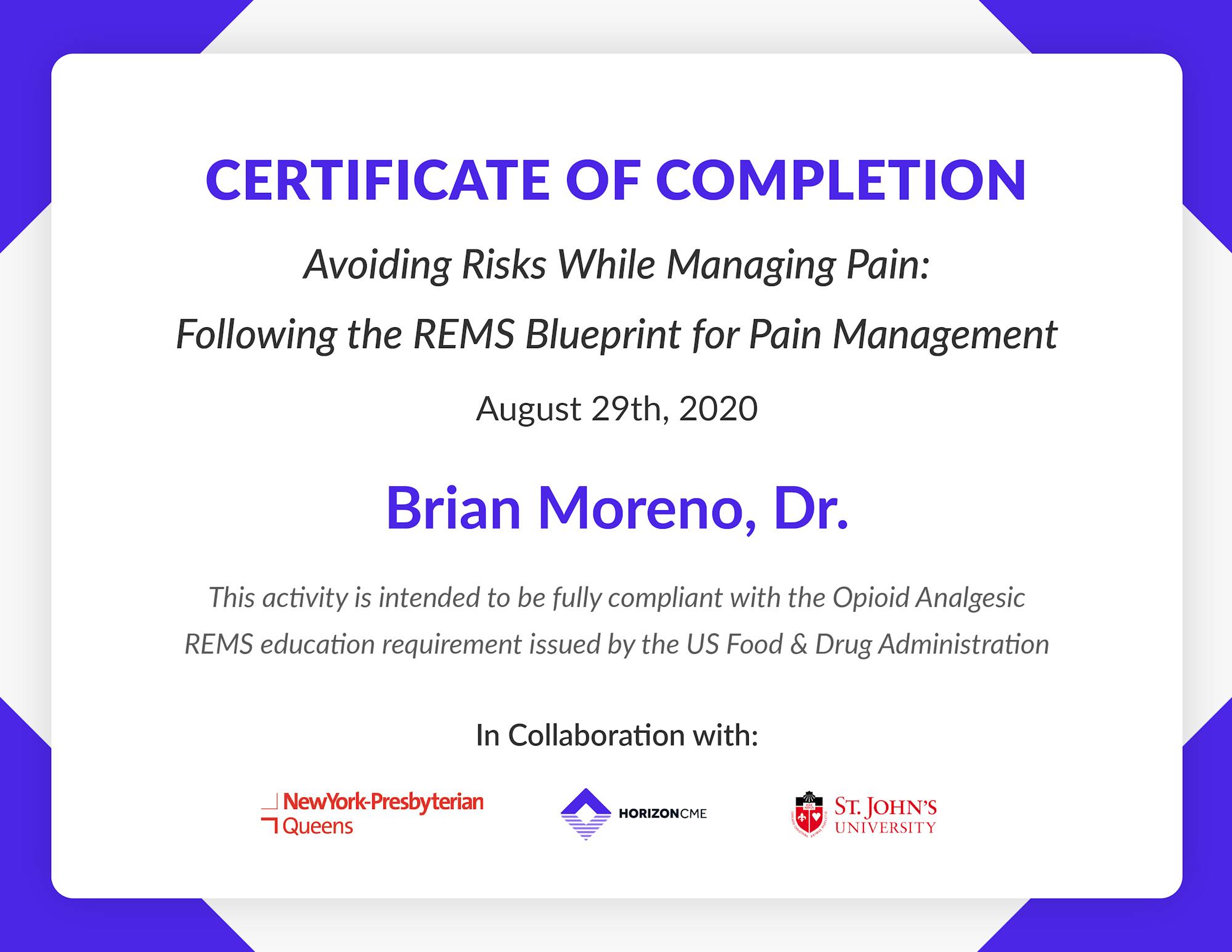 Horizon CME Certificate of Competition Design