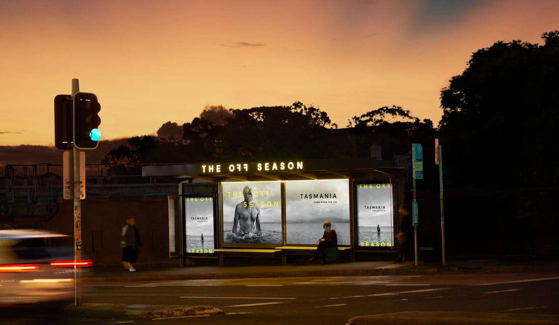A series of bus stop billboard ads for Tourism Tasmania.