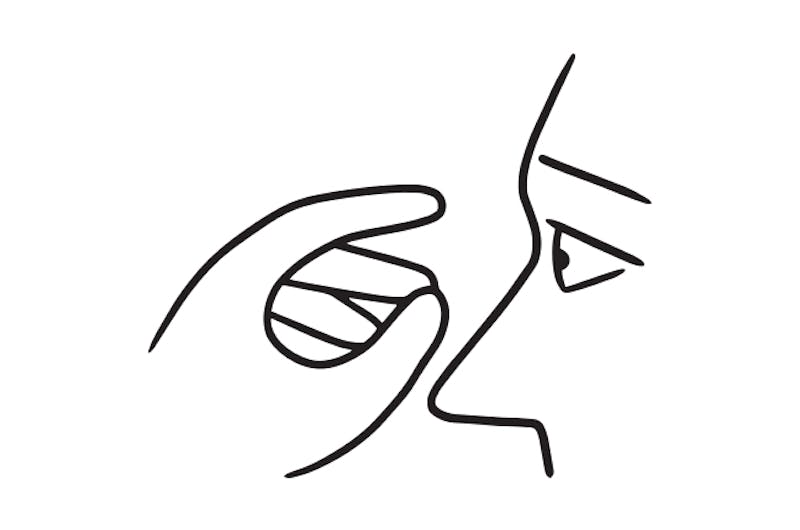 pull the eyelid down