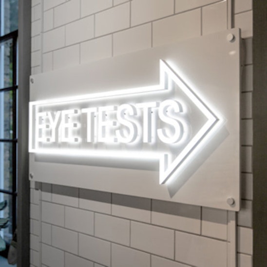 neon eye tests sign 
