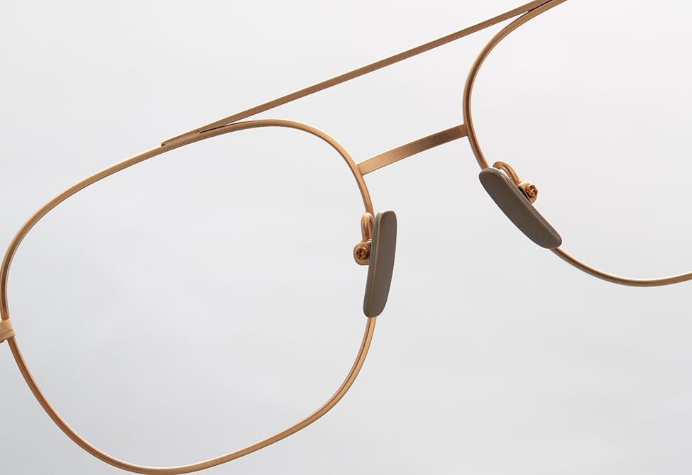 A gold titanium aviator pair of Bailey Nelson glasses