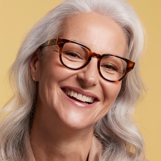 Woman wearing multifocal glasses