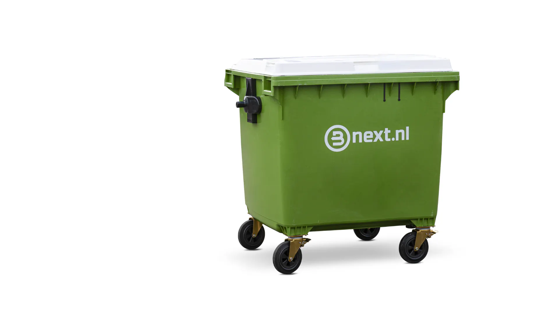Een kunststof rolcontainer van 1100 liter inhoud