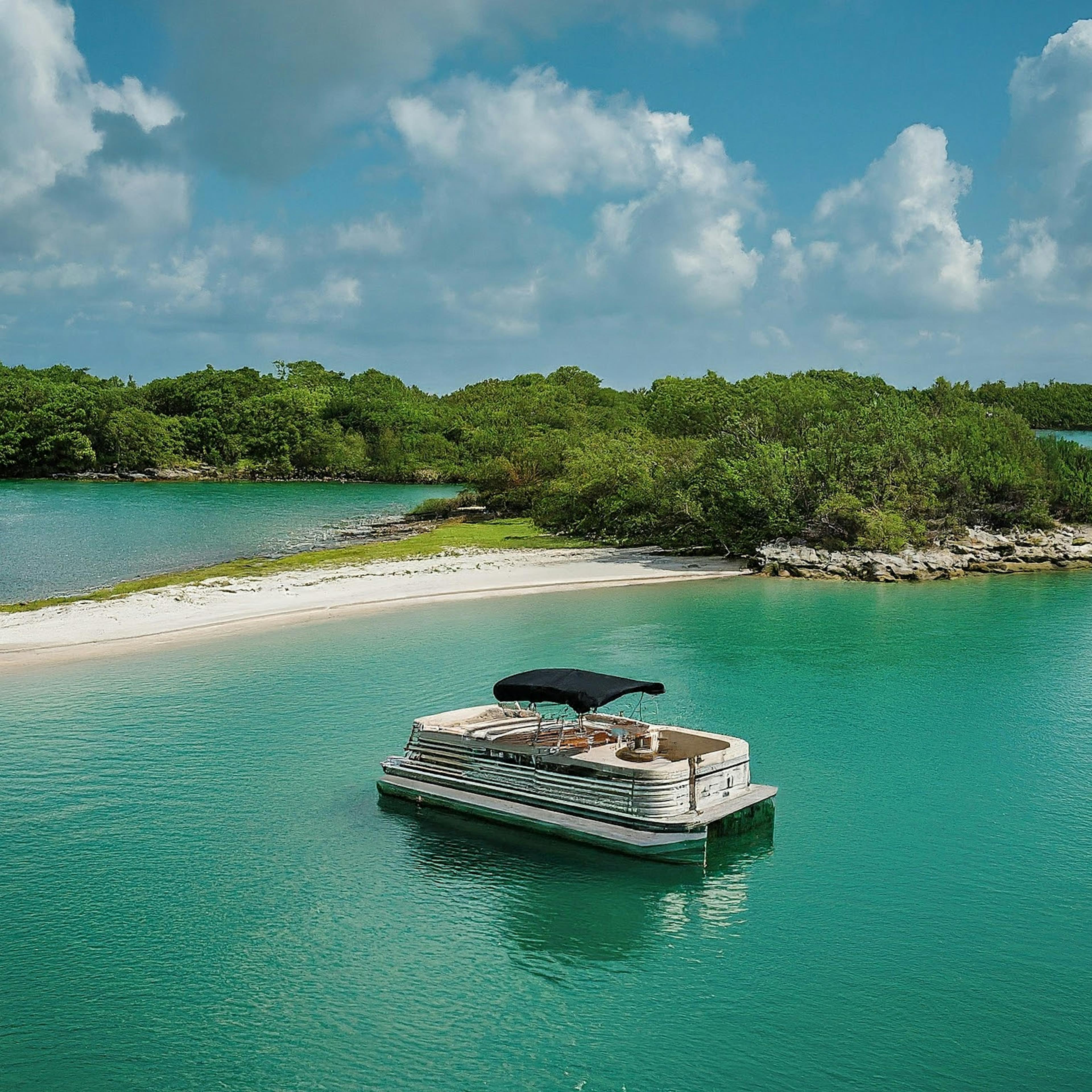 Smart Strategies for Buying a Used Boat from a Private Seller, beautiful pantoon boat on the tropical island