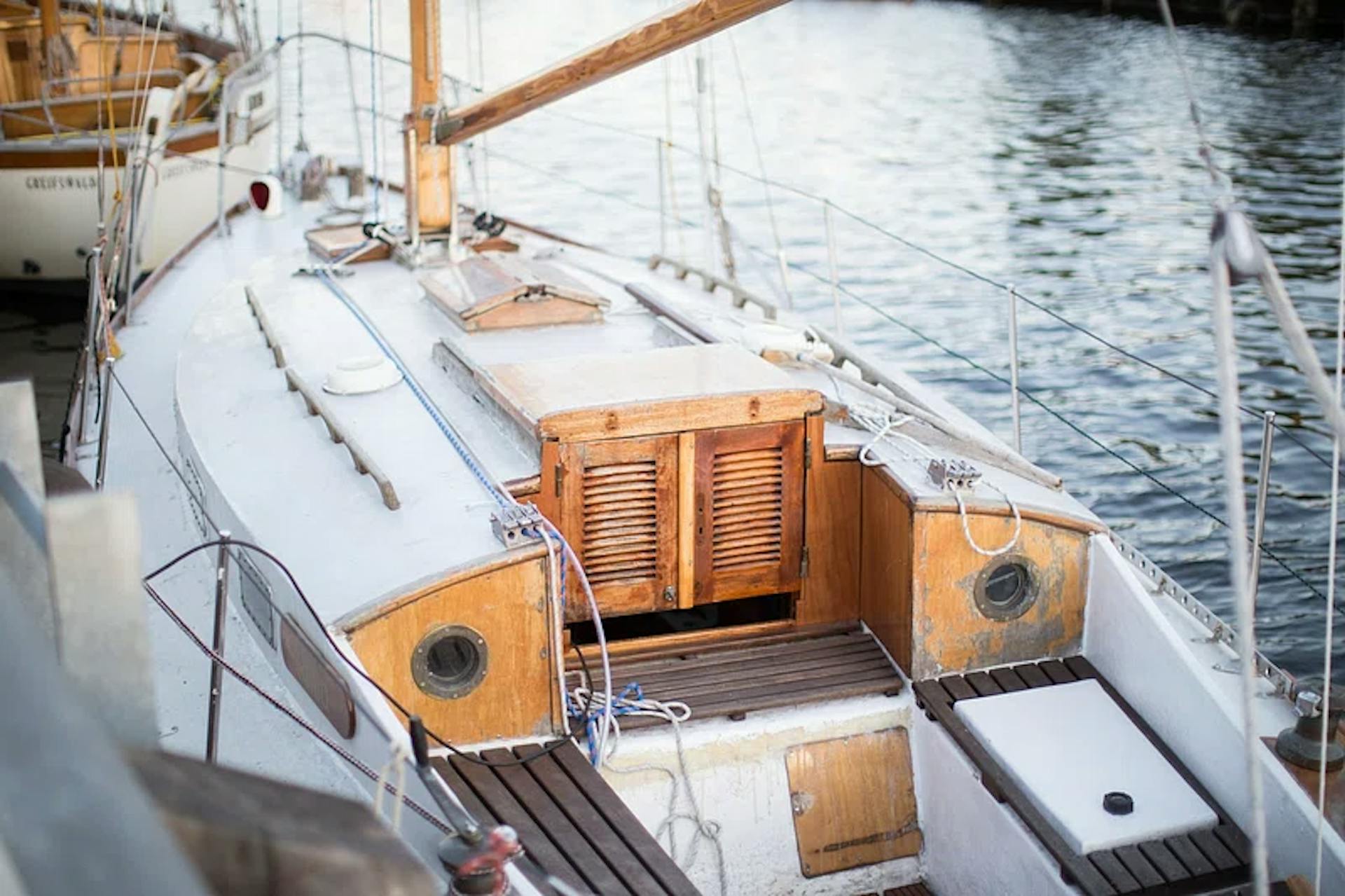 vintage sailing boat in the marina