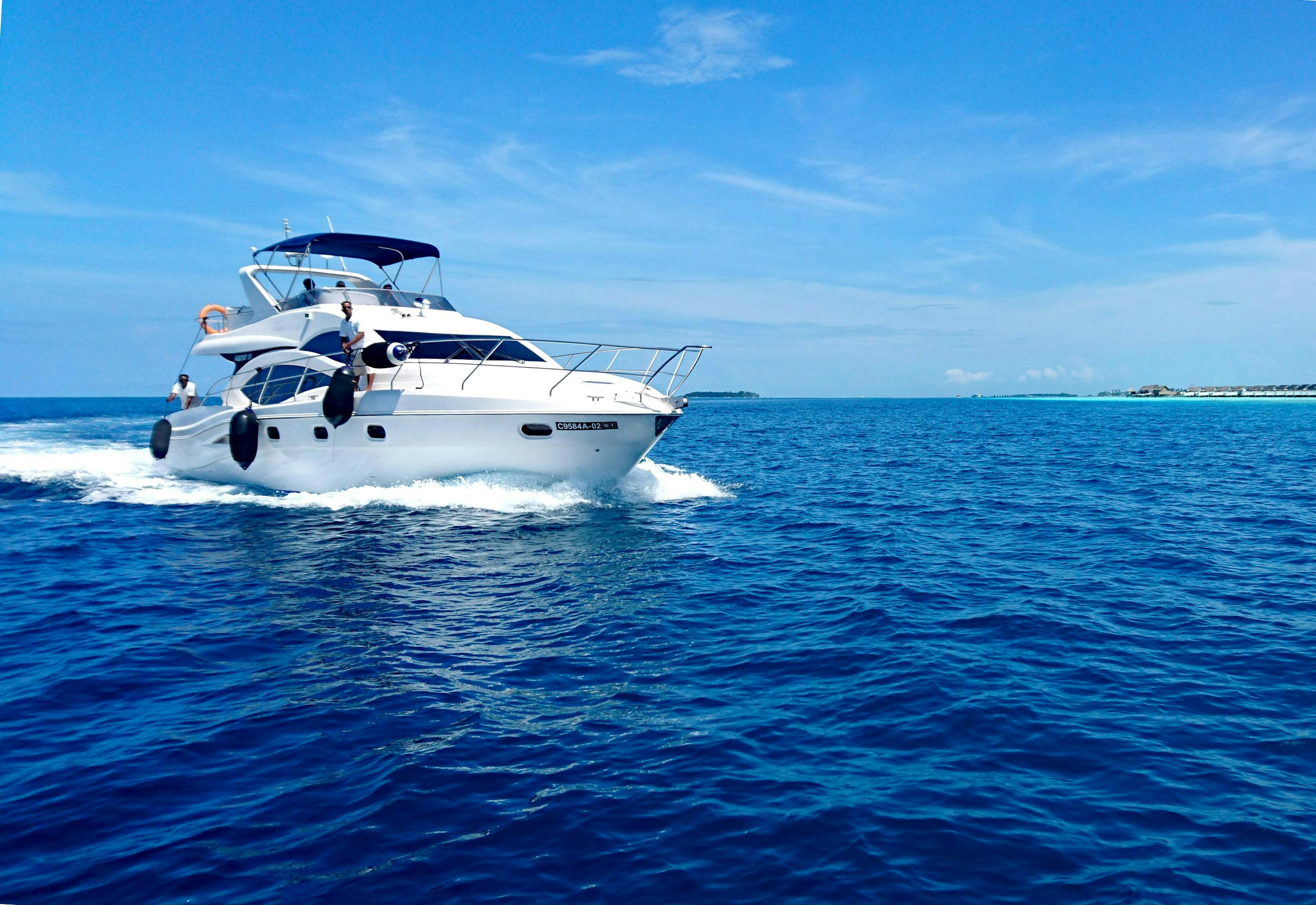 motor white yacht in the sea 