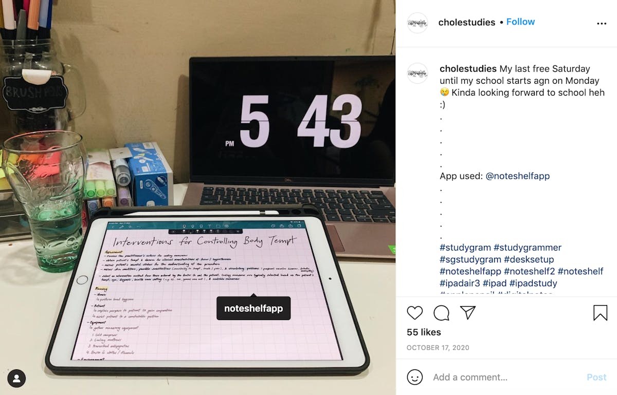 A post form instagram of an ipad and a laptop