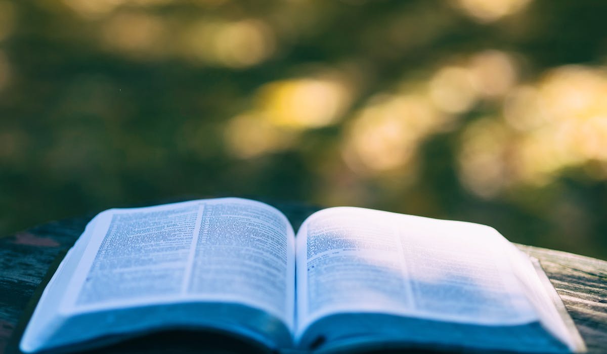 an open Bible on a table