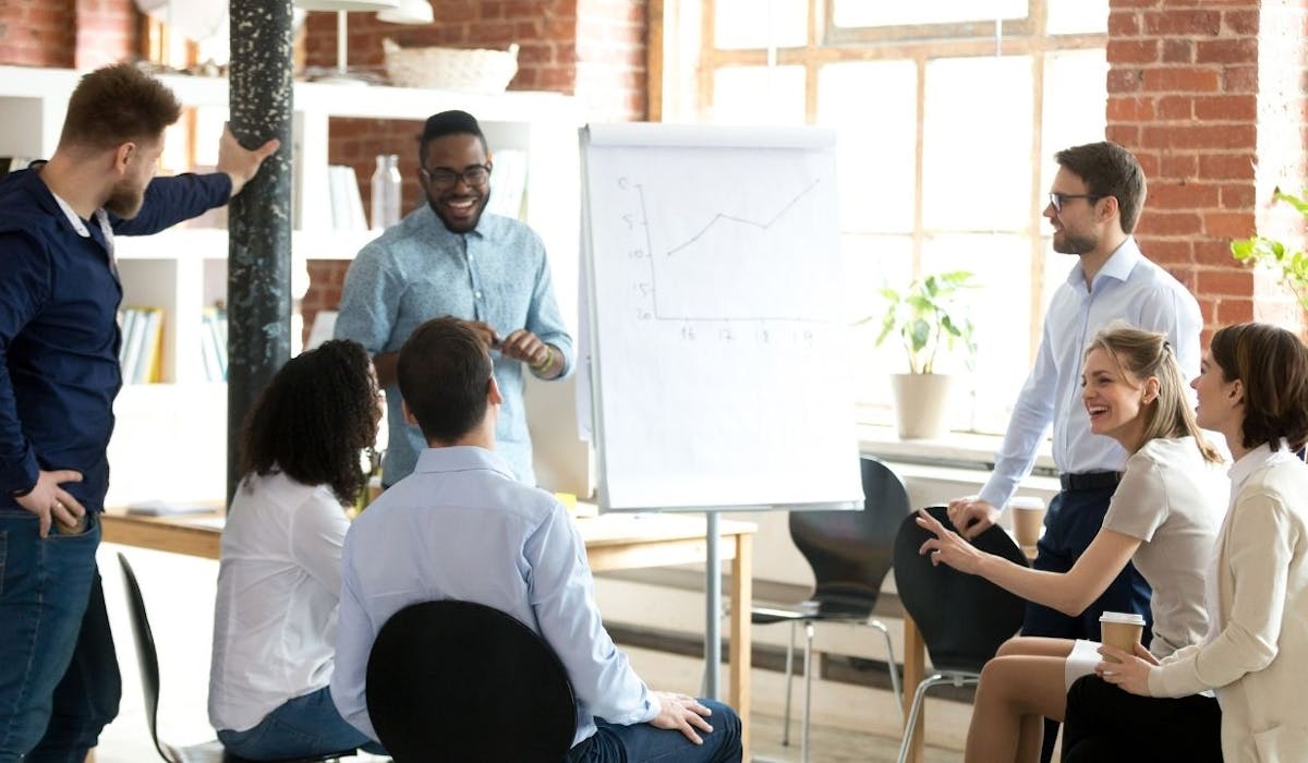 man leading a business workshop