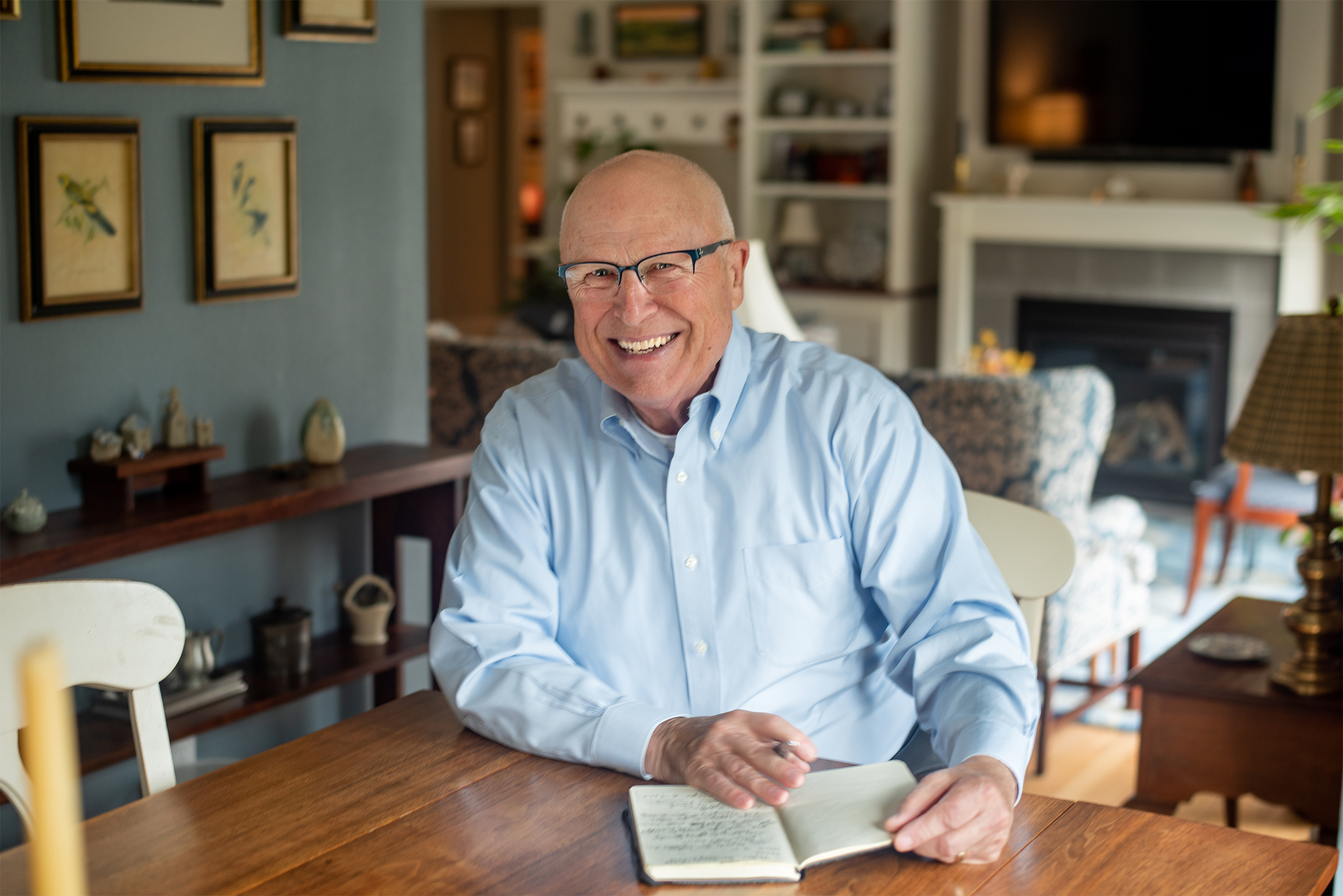 Bob Lonac at a table