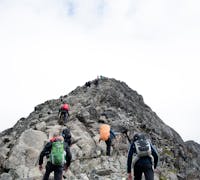 hikers following a leader