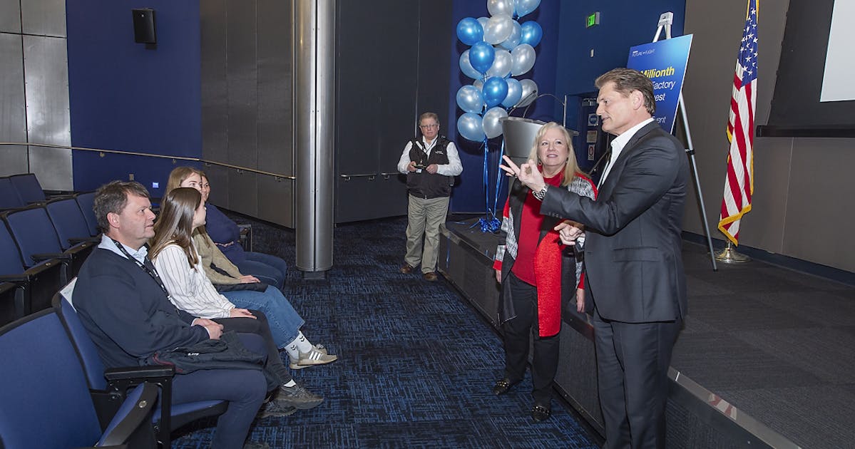 6 Millionth Factory Tour Guest in Boeing Future of Flight theater - Photo: Marian Lockhart