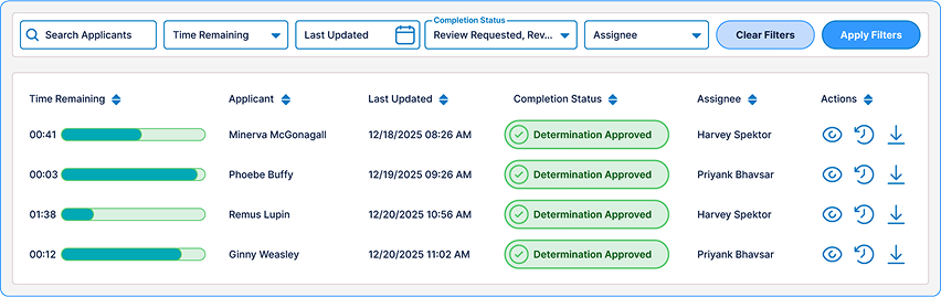 UI of Applicant Management