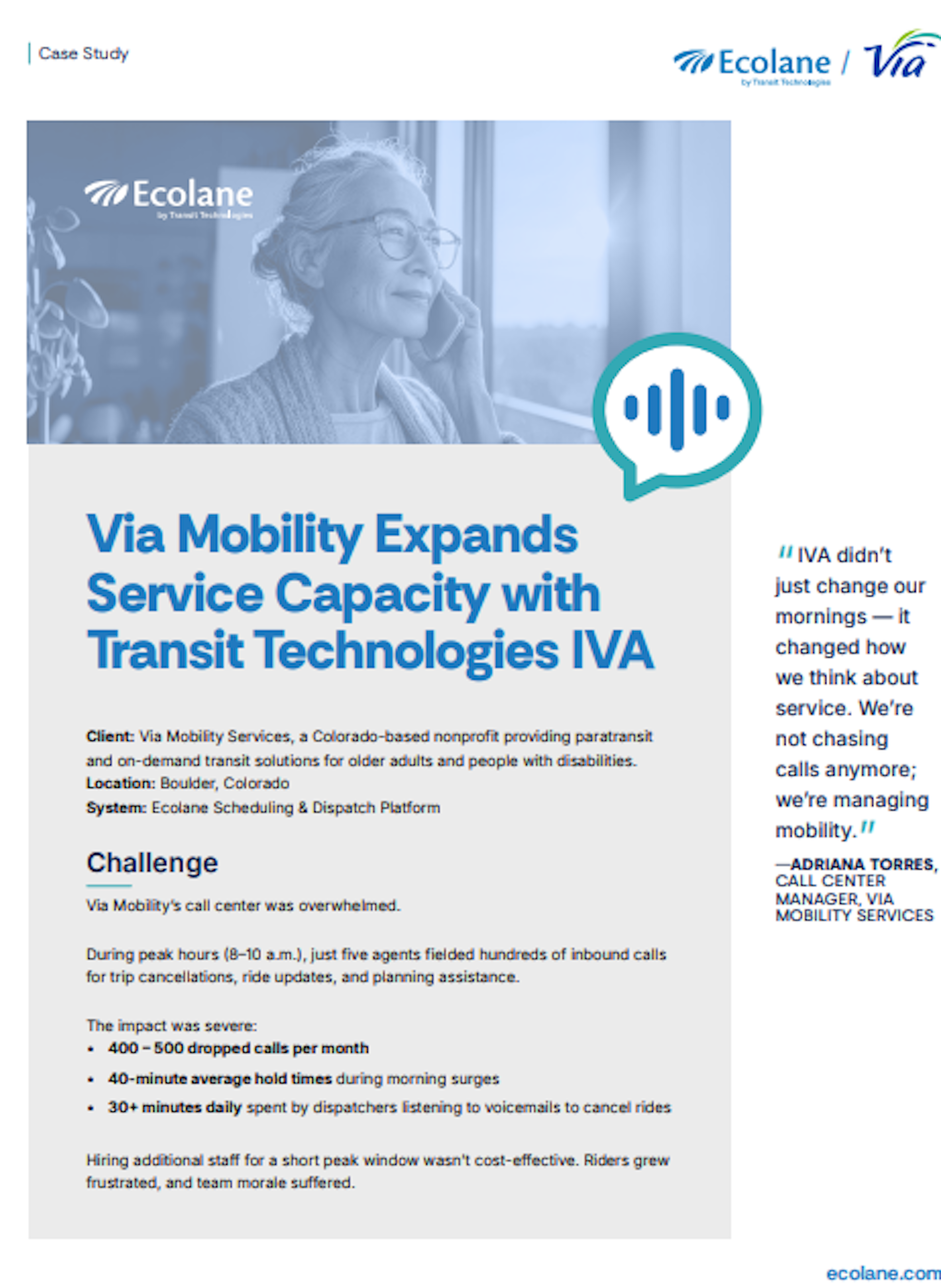 Via Mobility Expands  Service Capacity with  Transit Technologies IVA
