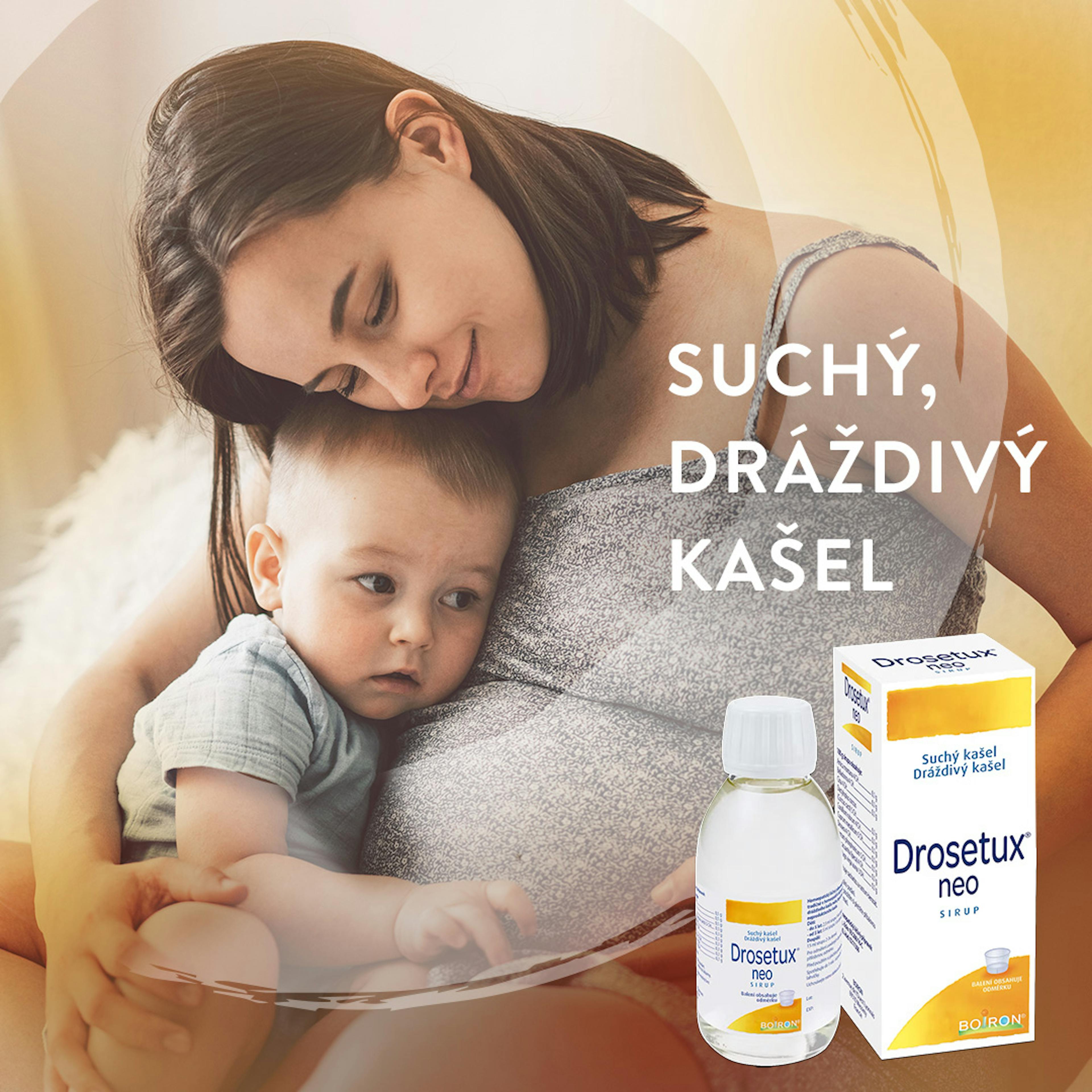 drosetux- léčbě suchého kašle, dráždivého kašle nebo jinýcičkou.h forem neproduktivního kašle. Maminka s batoletem