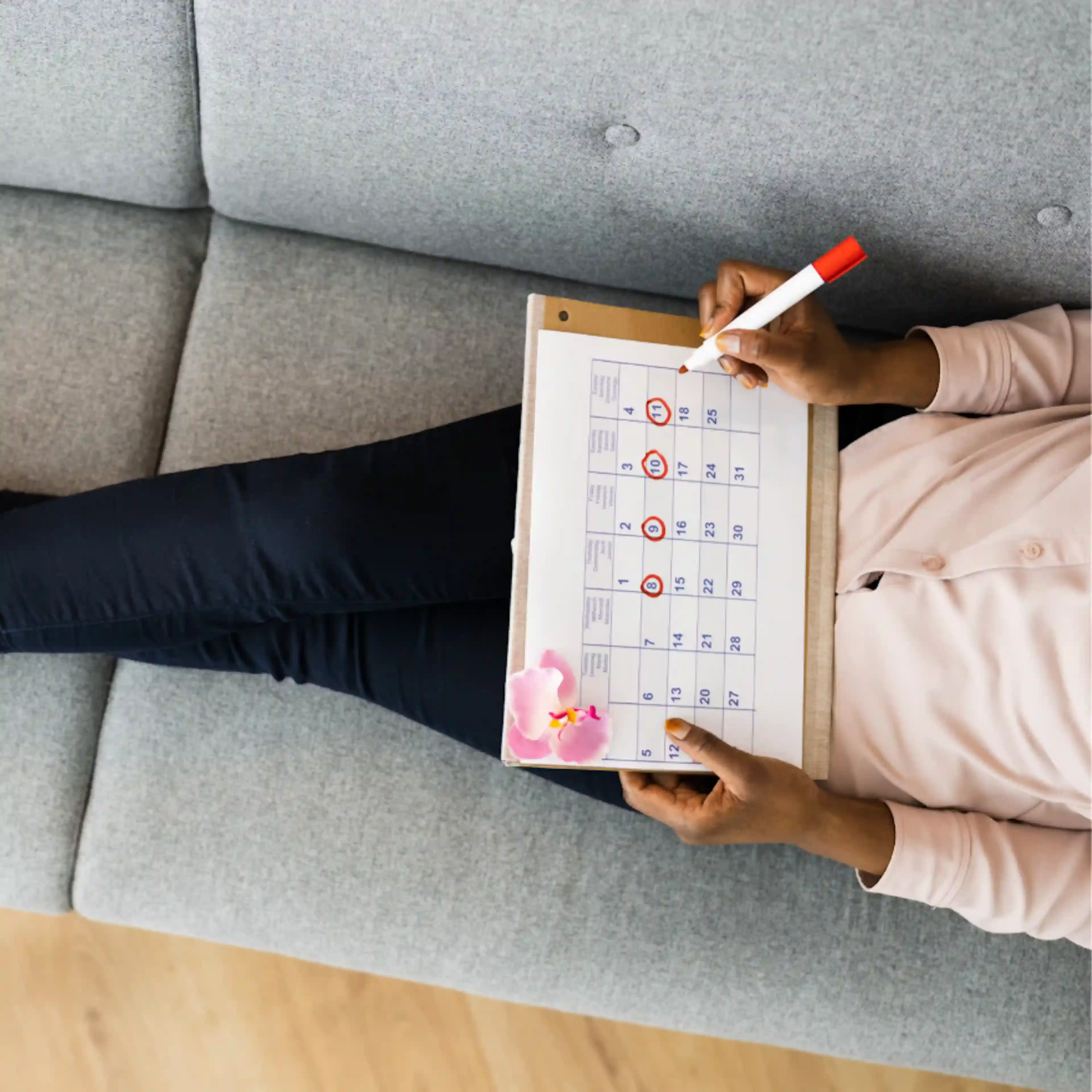 Calendrier des symptomes du syndrome prémenstruel (SPM)