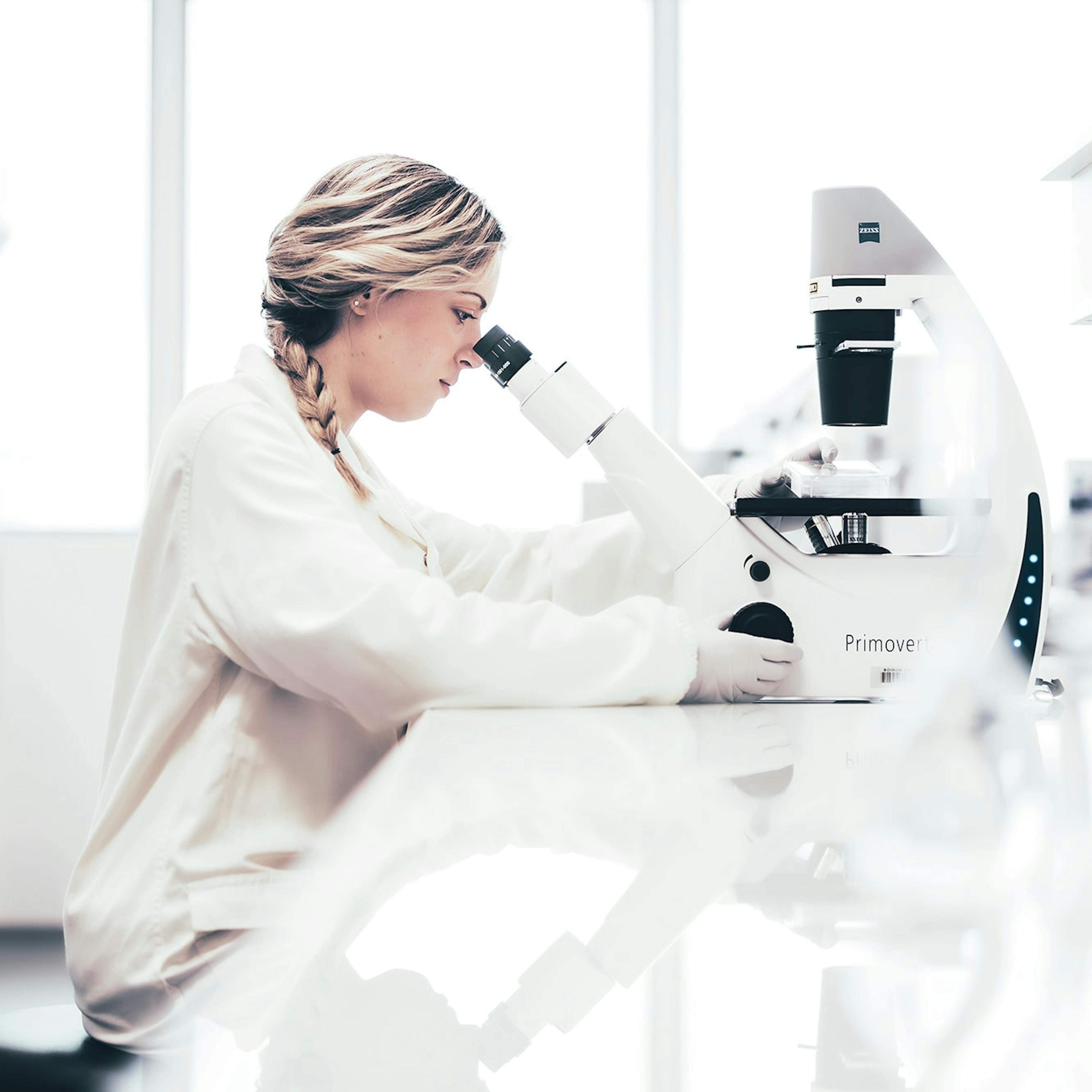 Scientifique qui analyse notre CBD au microscope