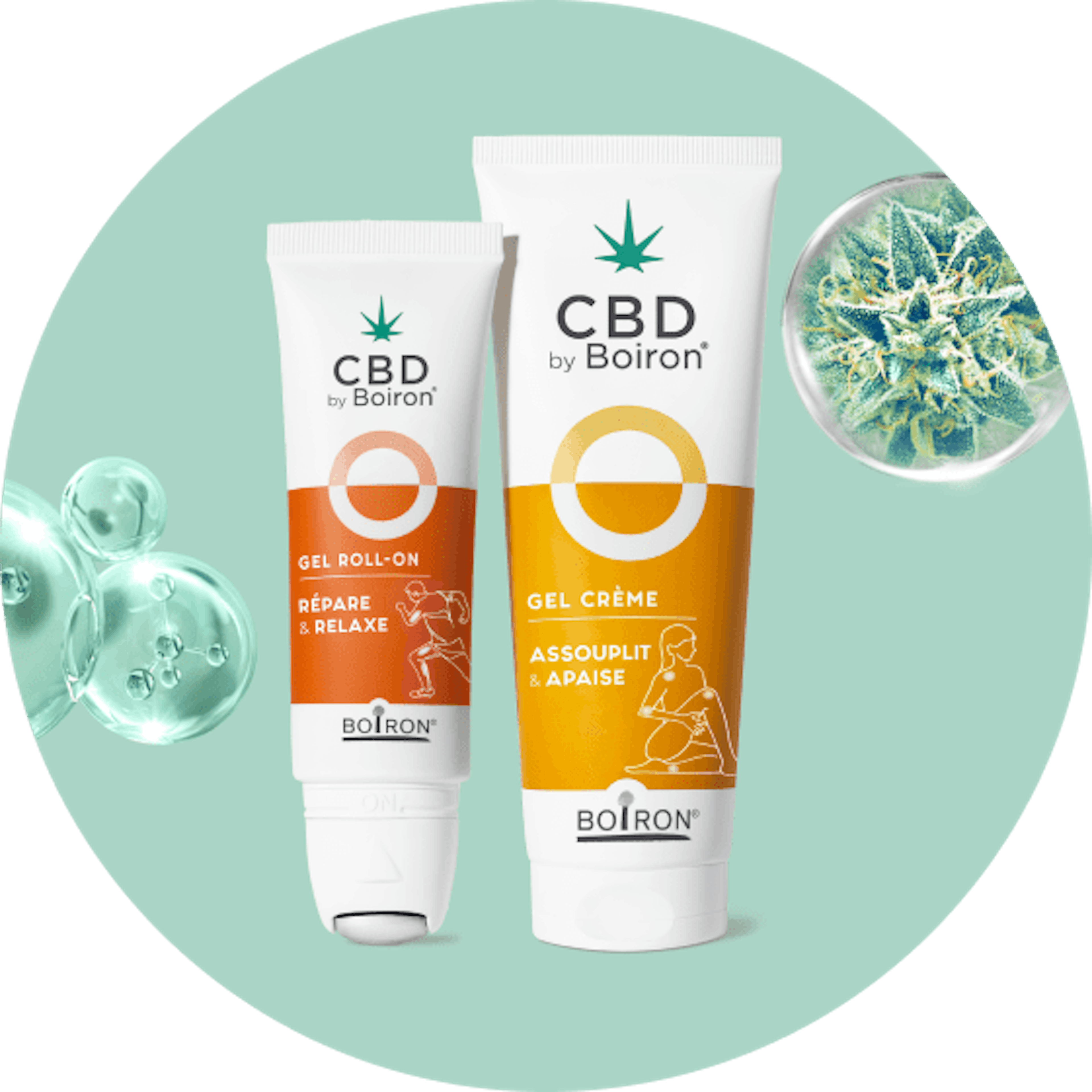 cbd by boiron gamme confort gel crème et gel roll-on