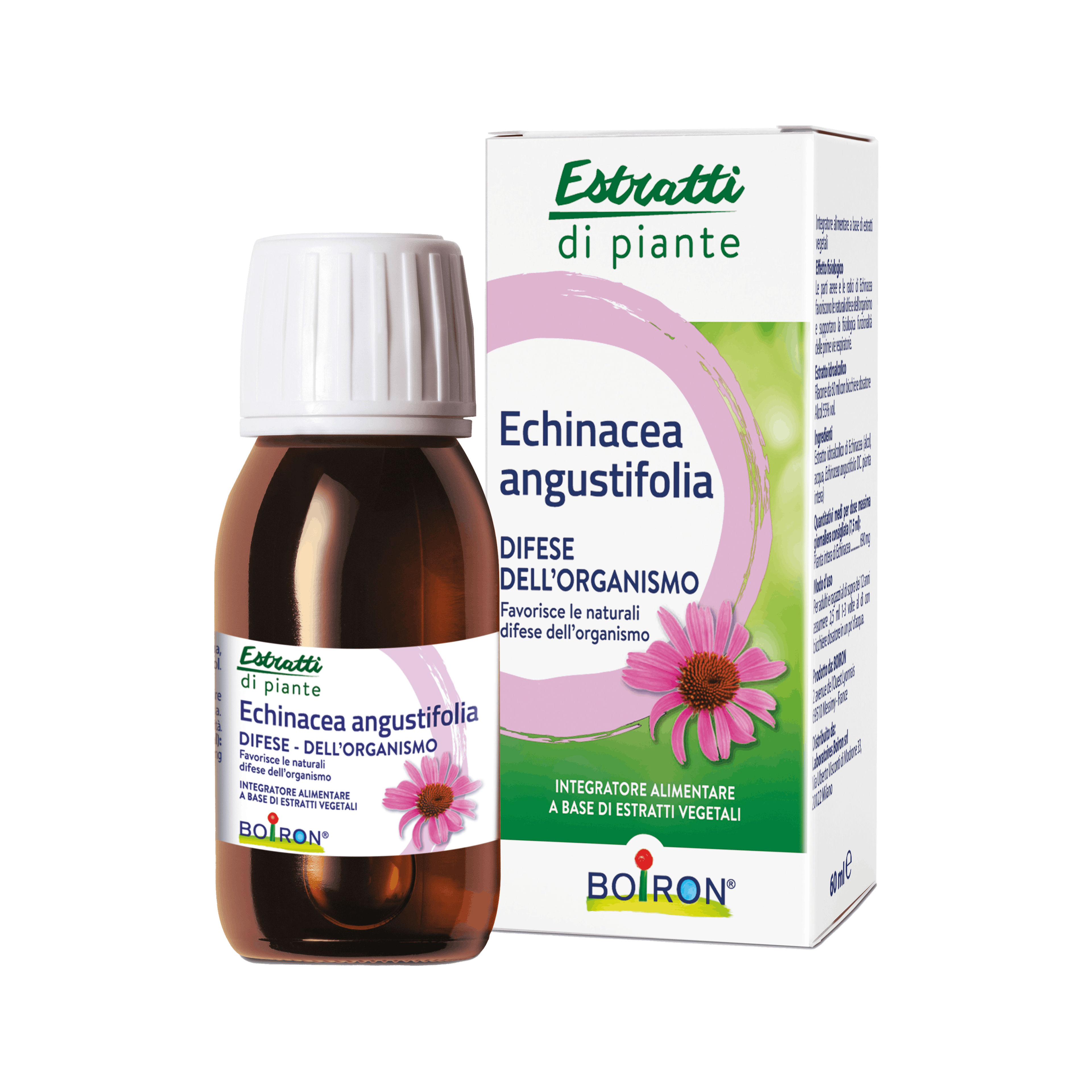 echinacea angustifolia estratti di piante integratore gocce boiron flacone da 60 ml con bicchiere dosatore