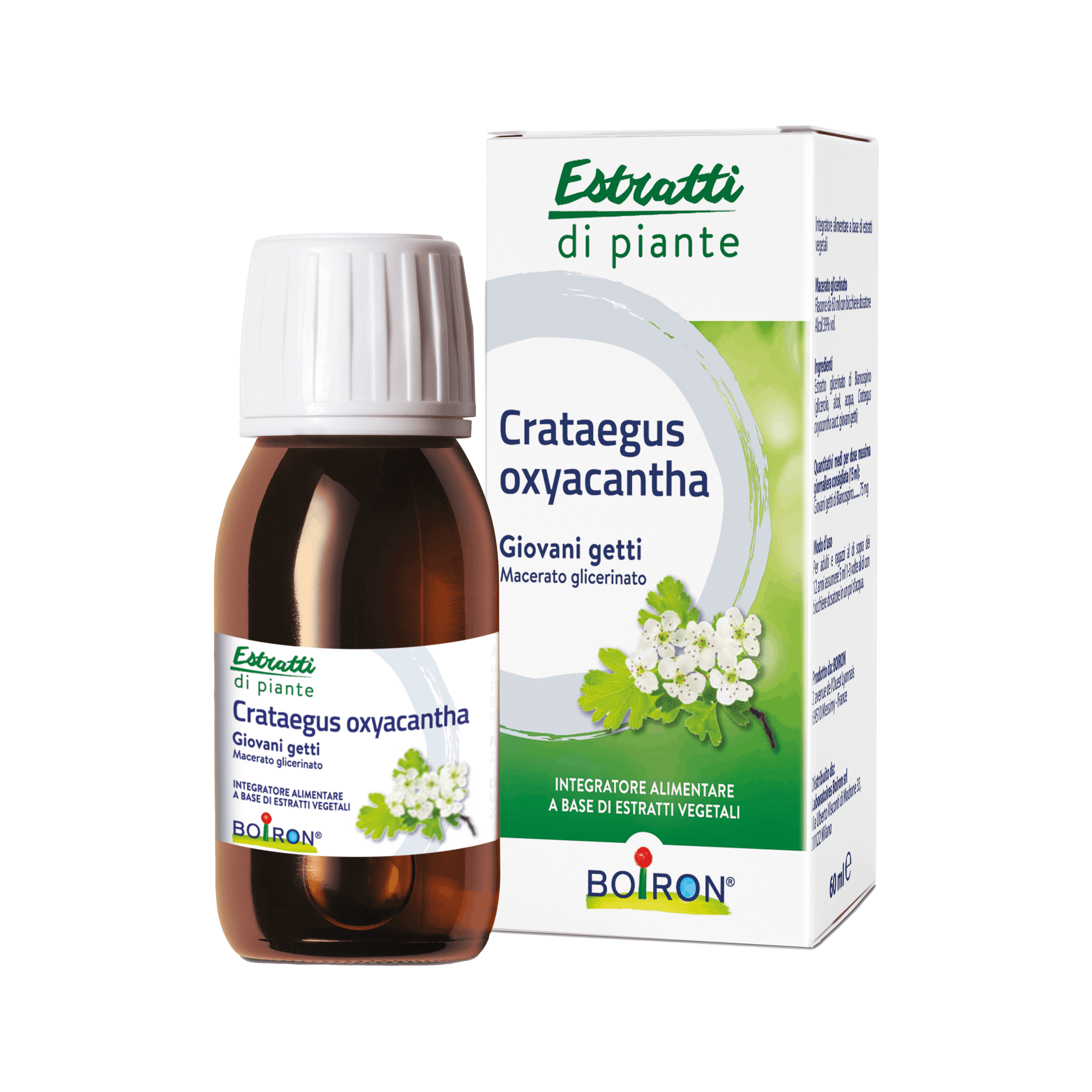 crataegus oxyacantha biancospino estratti di piante integratore gocce boiron flacone da 60 ml con bicchiere dosatore