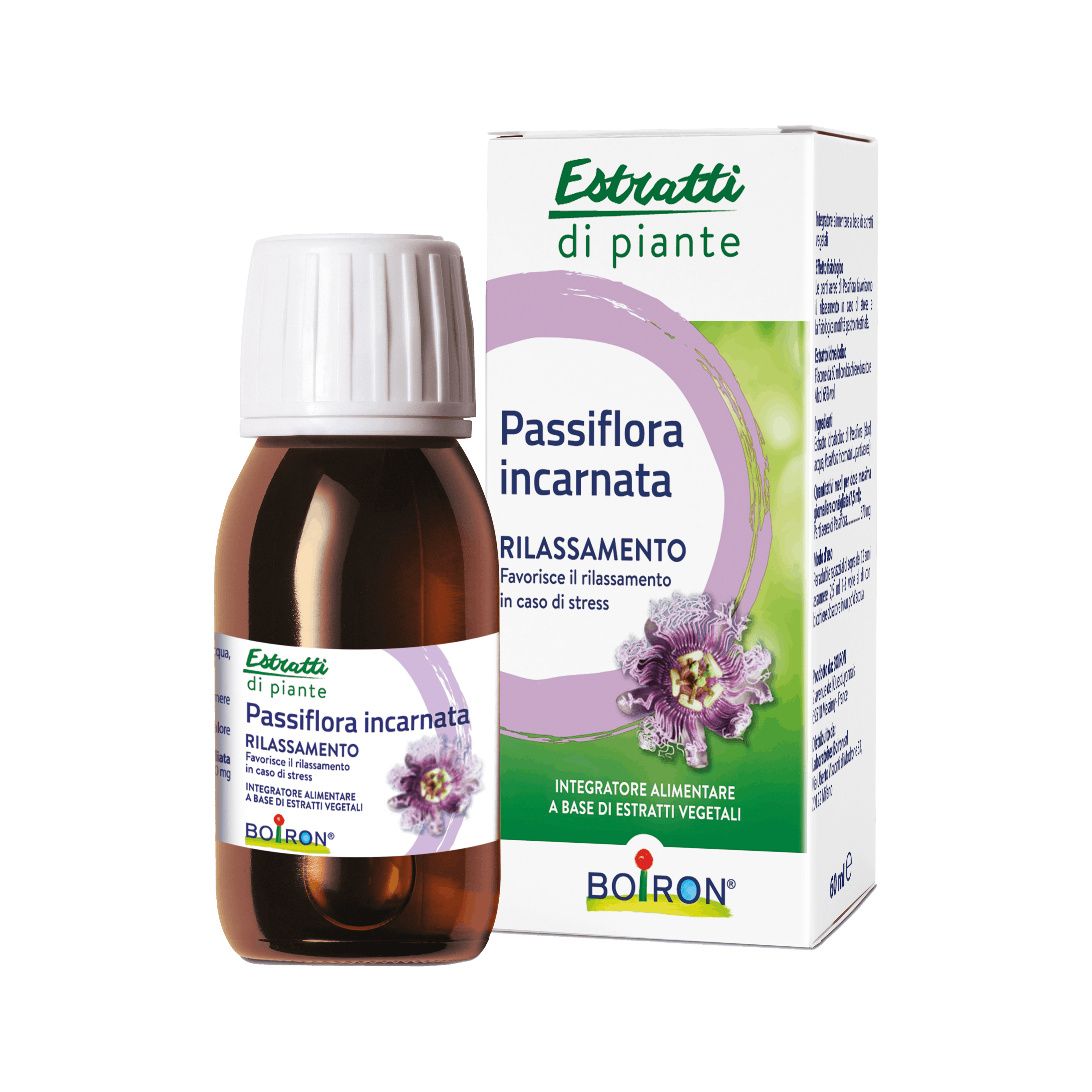 passiflora incarnata estratti di piante integratore gocce boiron flacone da 60 ml con bicchiere dosatore