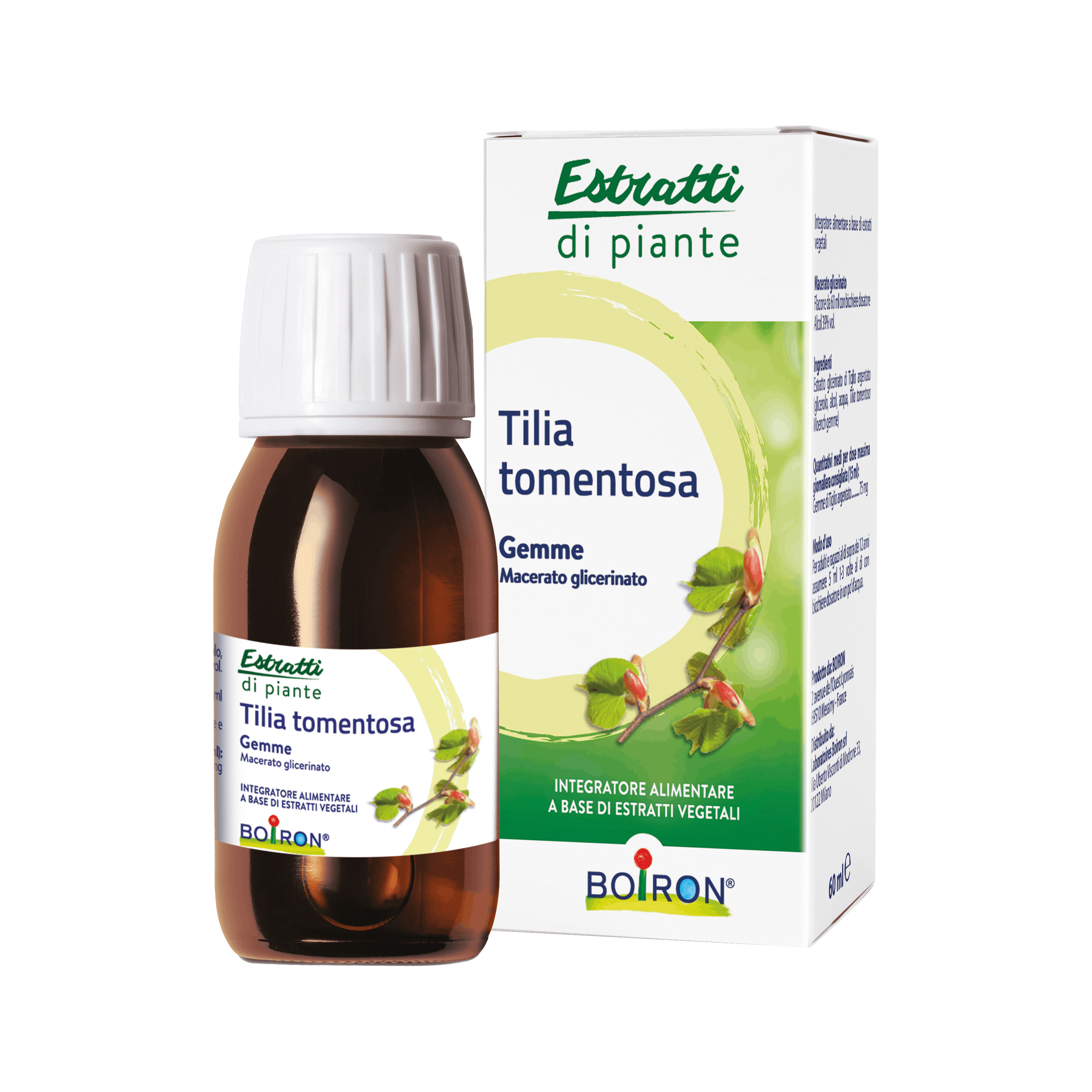 Tilia tomentosa estratti di piante integratore alimentare Boiron flacone da 60 ml con bicchiere dosatore