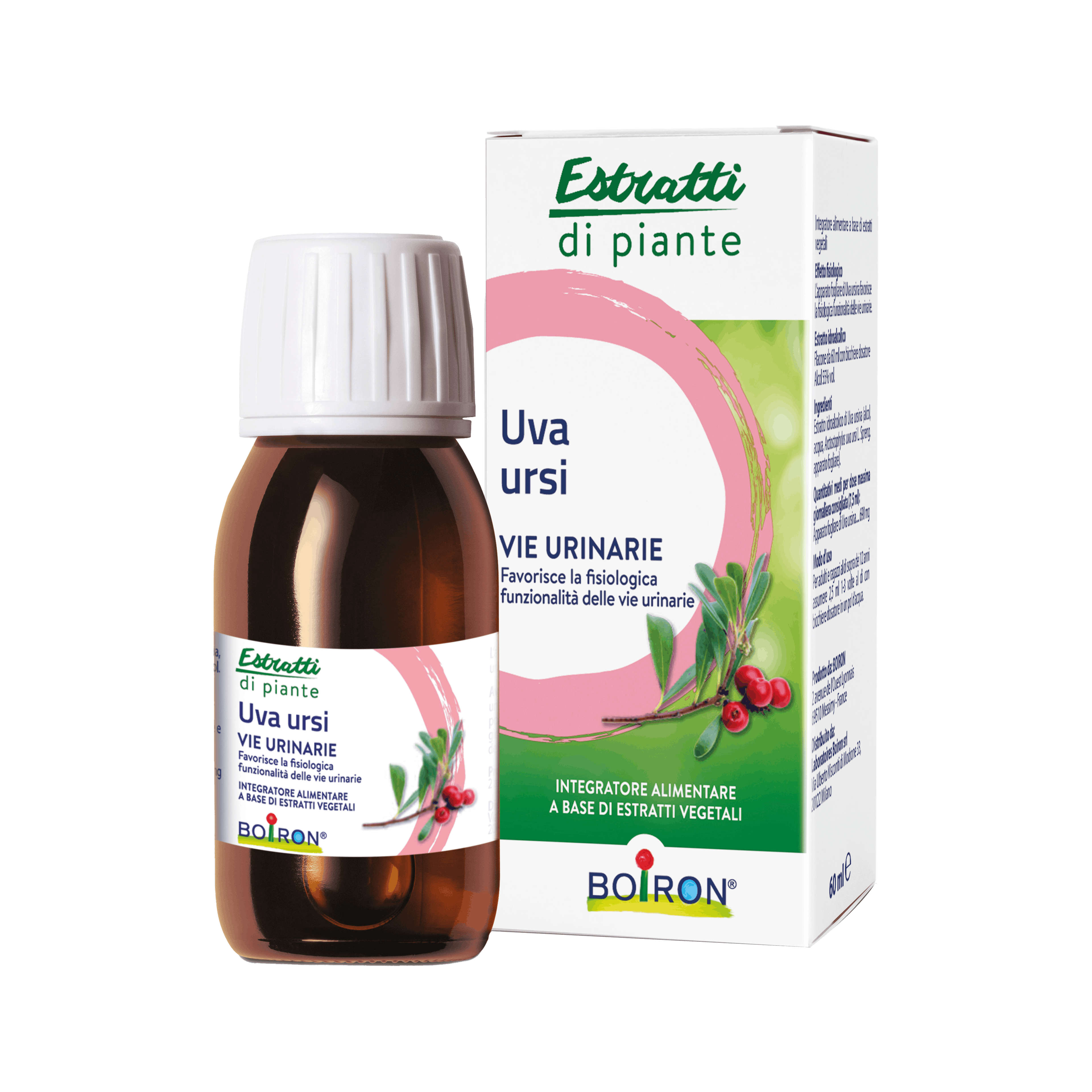 Uva ursi estratti di piante integratore alimentare Boiron flacone da 60 ml con bicchiere dosatore