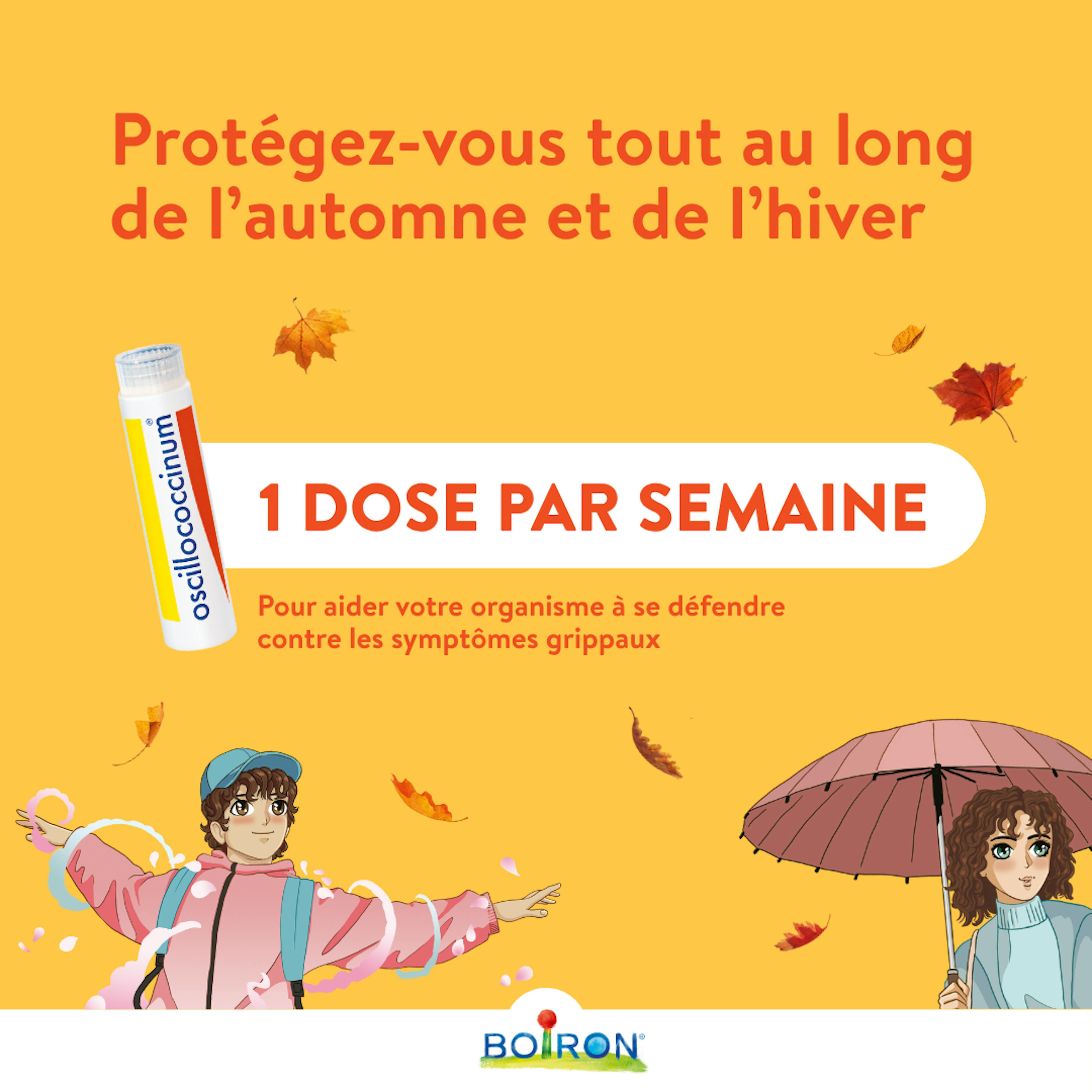 posologie 1 dose par semaine oscillococcinum boiron pendant la periode de circulation de la grippe