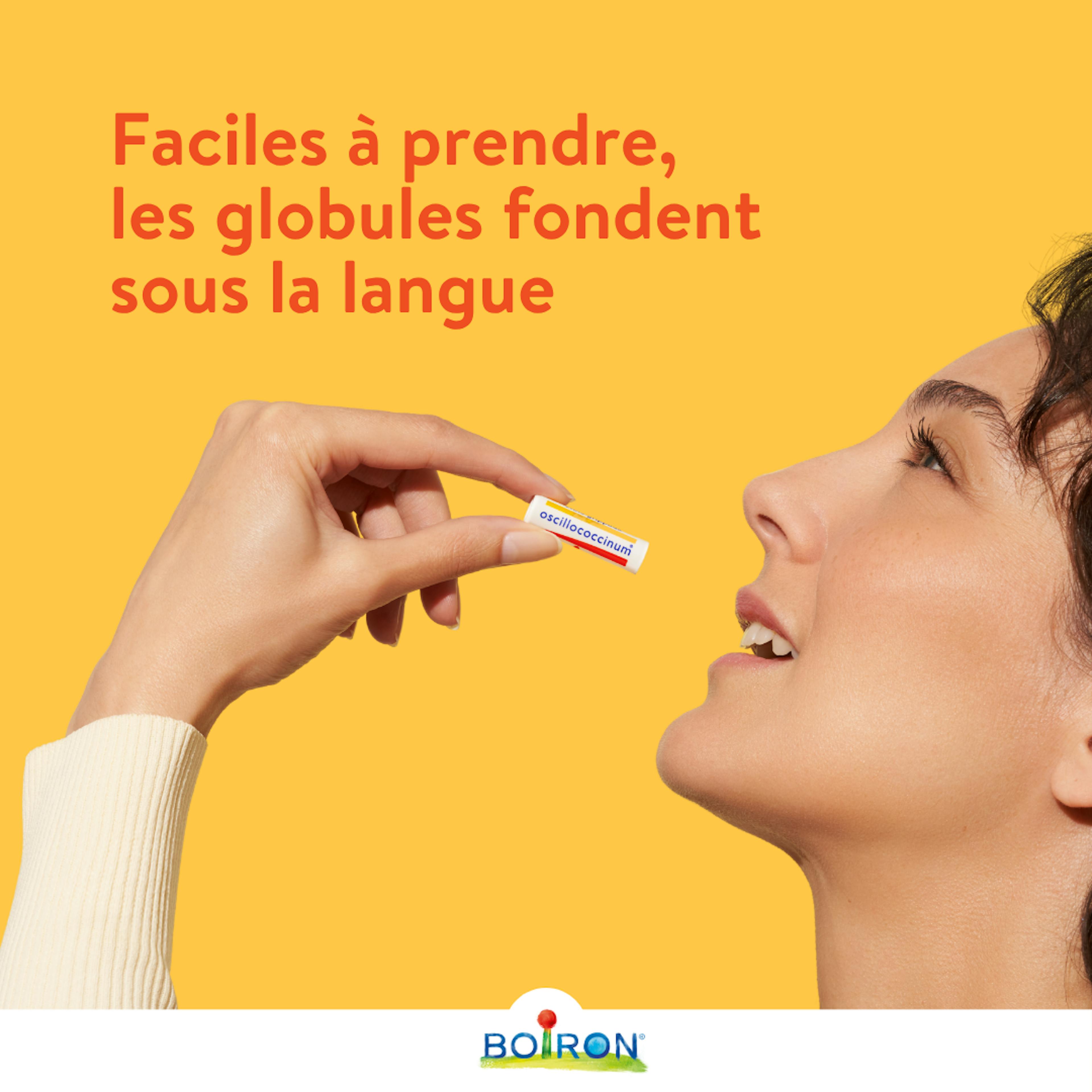 oscillococcinum boiron pour symptomes grippaux fièvre frissons courbatures facile à prendre