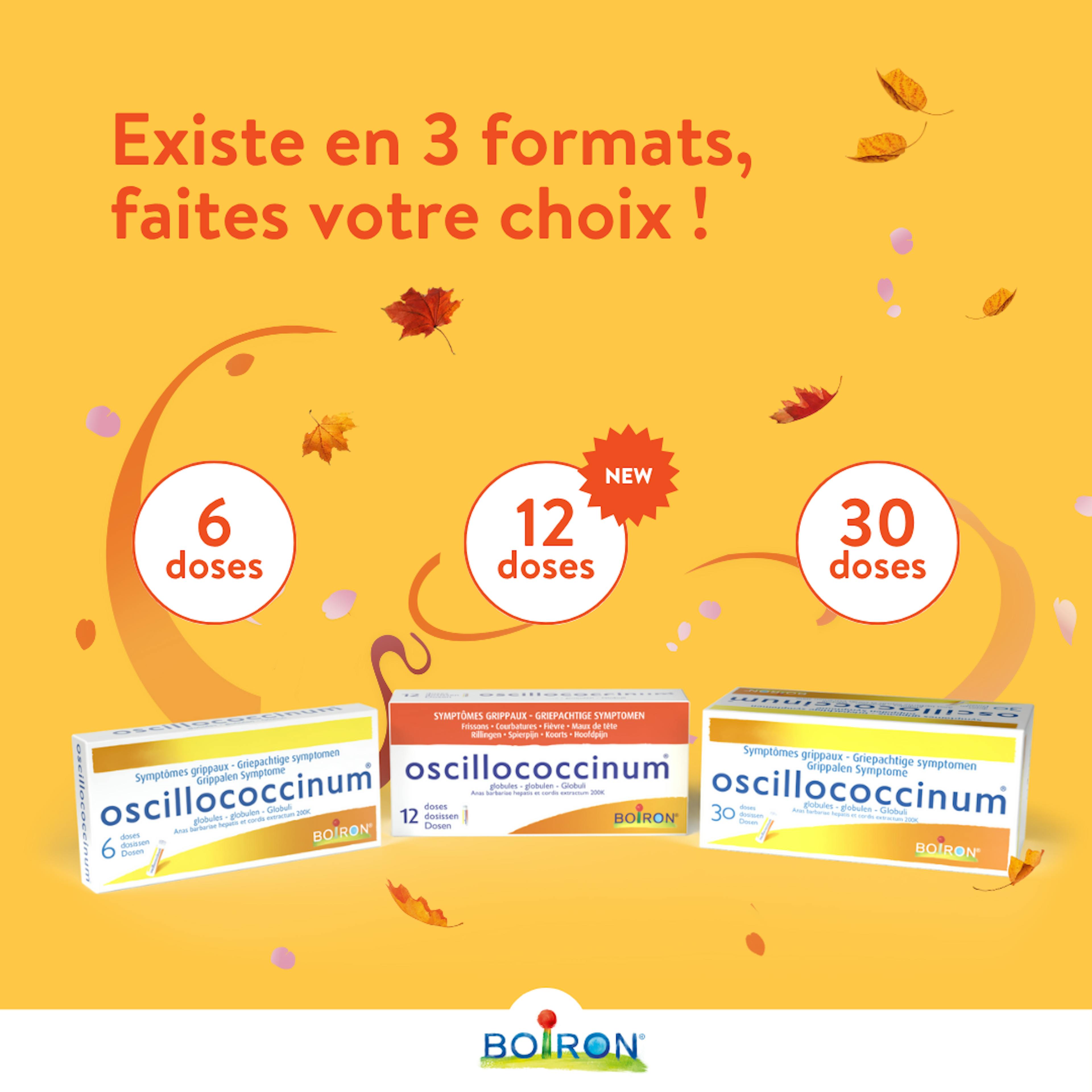 gamme oscillococcinum boiron pour symptomes grippaux fièvre frissons courbatures